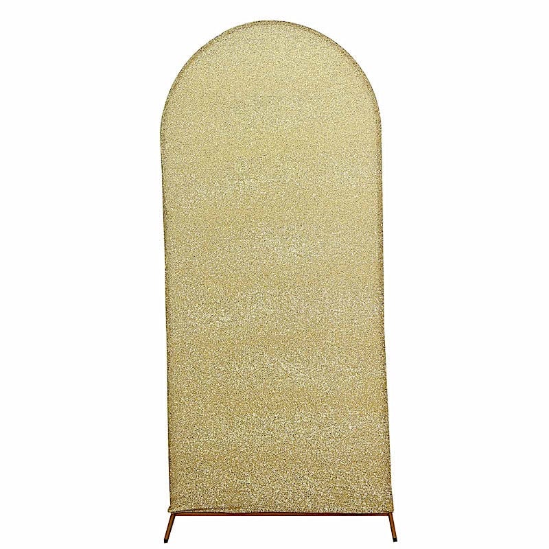 Metallic Fitted Spandex Round Wedding Arch Backdrop Stand Cover - Elegant Ceremony Decor for Weddings, Parties & Photo Shoots