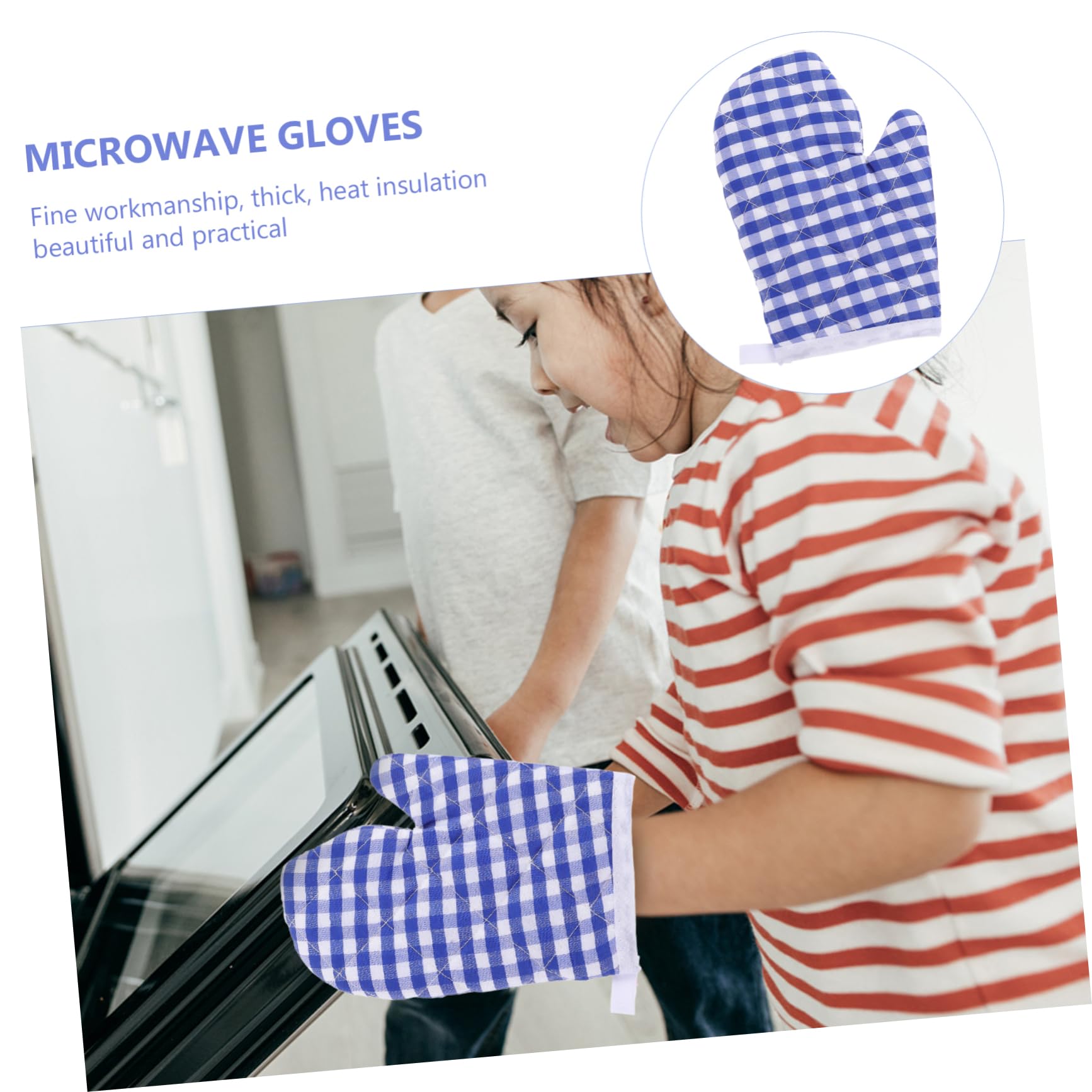 2Pcs Heat Resistant Baking Gloves - Oven Mitts for Cooking, Baking & Microwave Use - Farmhouse & Restaurant Kitchen Essentials (Dark Blue) - Perfect for Baking, Grilling & Handling Hot Dishes Safely