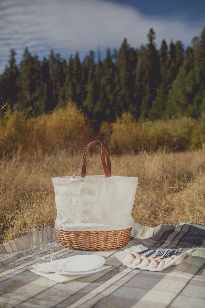 Stylish Canvas & Wicker Picnic Basket - 3 Color Options for Outdoor Picnics, Beach Trips & Camping Essentials