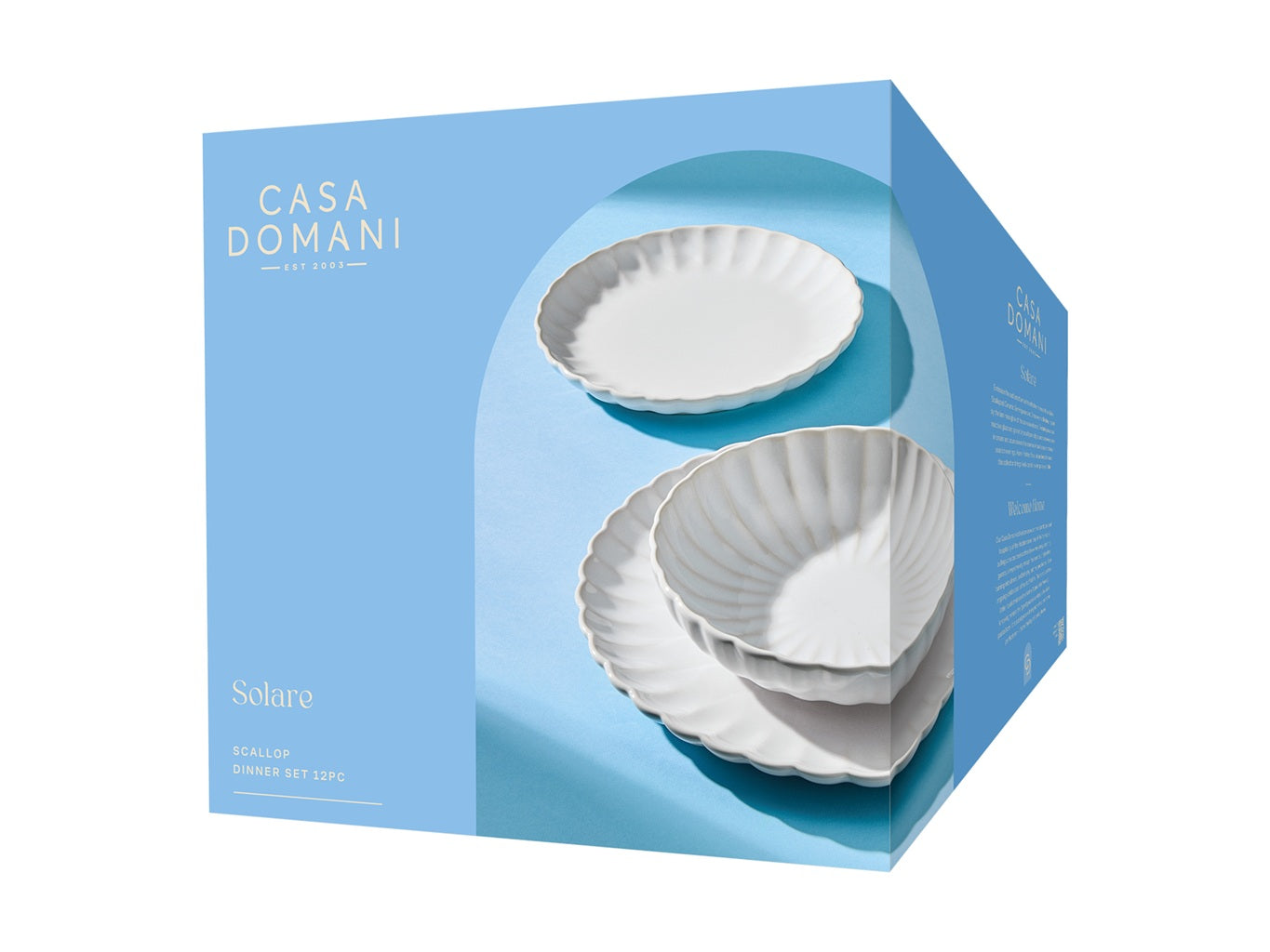 Casa Domani Solare 12-Piece Dinnerware Set - Elegant Porcelain Dinner Plates, Bowls & Cups - Perfect for Wedding Gifts, Housewarming & Formal Dining (Gift Box Included)