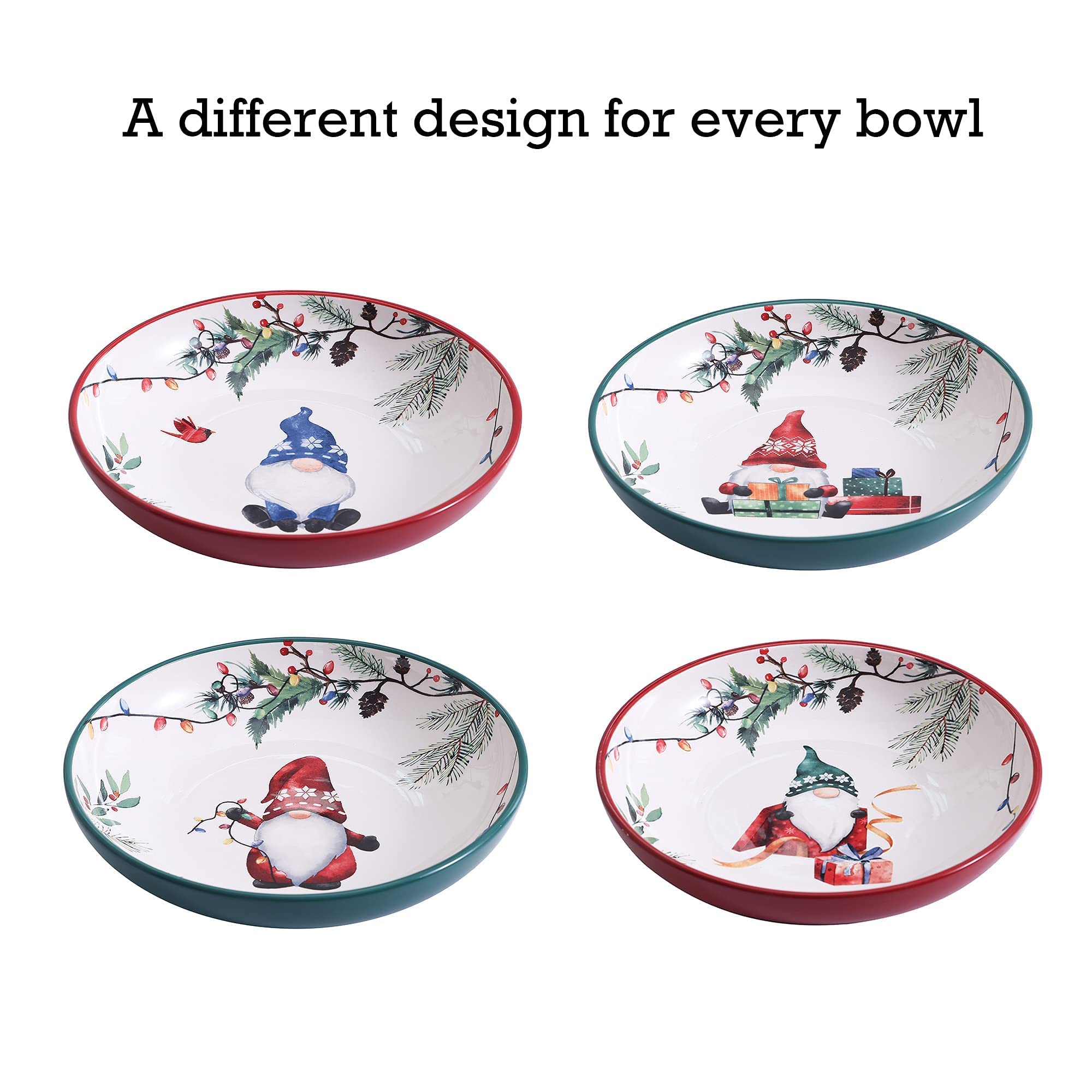 Bico Christmas Gnomes Ceramic Dinnerware Set - 12-Piece Service for 4 (Includes 11