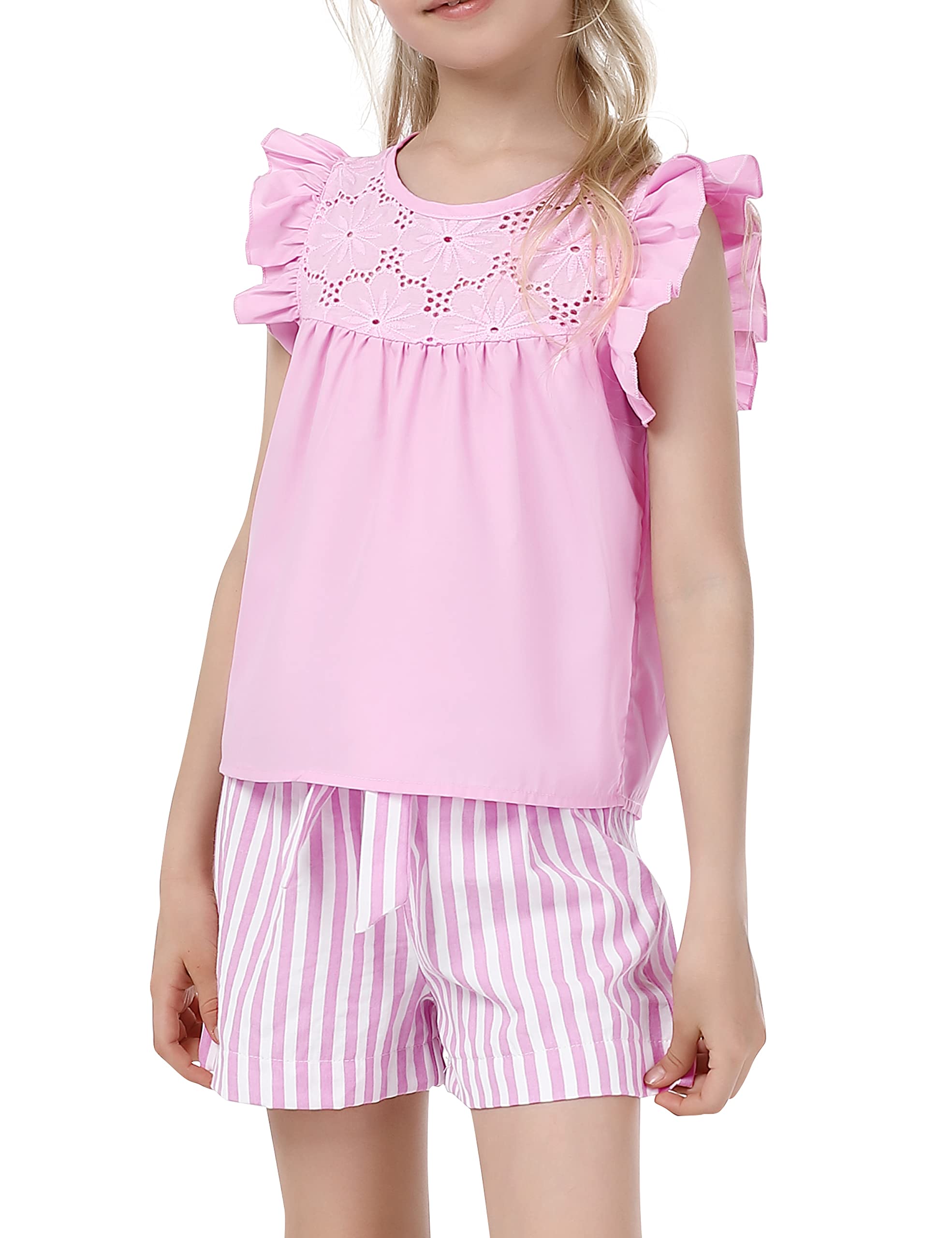 Girls' Summer 2-Piece Outfit Set - Cute T-Shirt & Shorts Combo for Kids | Playtime, Beach & Outdoor Activities