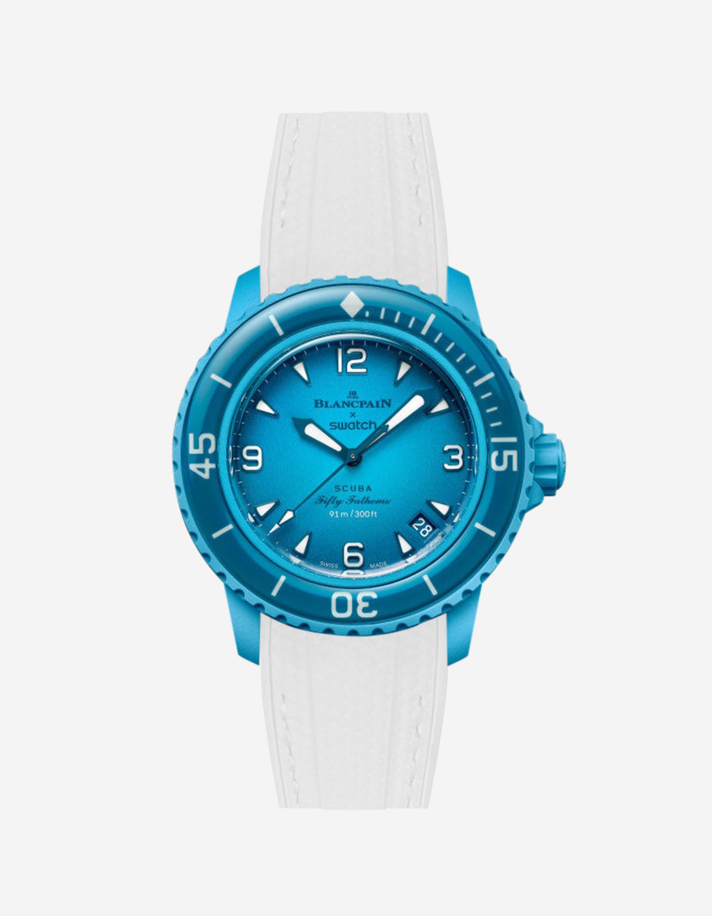 Premium Rubber Watch Strap for Blancpain x Swatch Blue Lagoon - Durable & Comfortable Replacement Band for Swimming, Diving & Everyday Wear