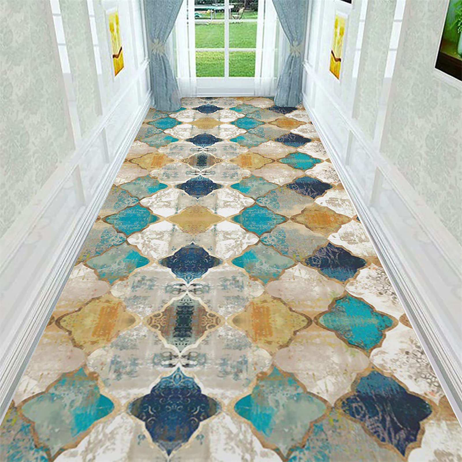 Non-Slip Rubber Backed Hallway Runner Rug - Washable Kitchen & Entryway Carpet - Custom Size 2x8ft (60x250cm) - Perfect for High-Traffic Areas, Bedrooms & Home Decor