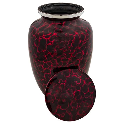 Custom Engraved Red Tiger Eye Cremation Urn for Ashes - Extra Large Aluminum Urn for Adults, 12 Inch Memorial Urn for Funeral, Home Display & Scattering Ceremonies