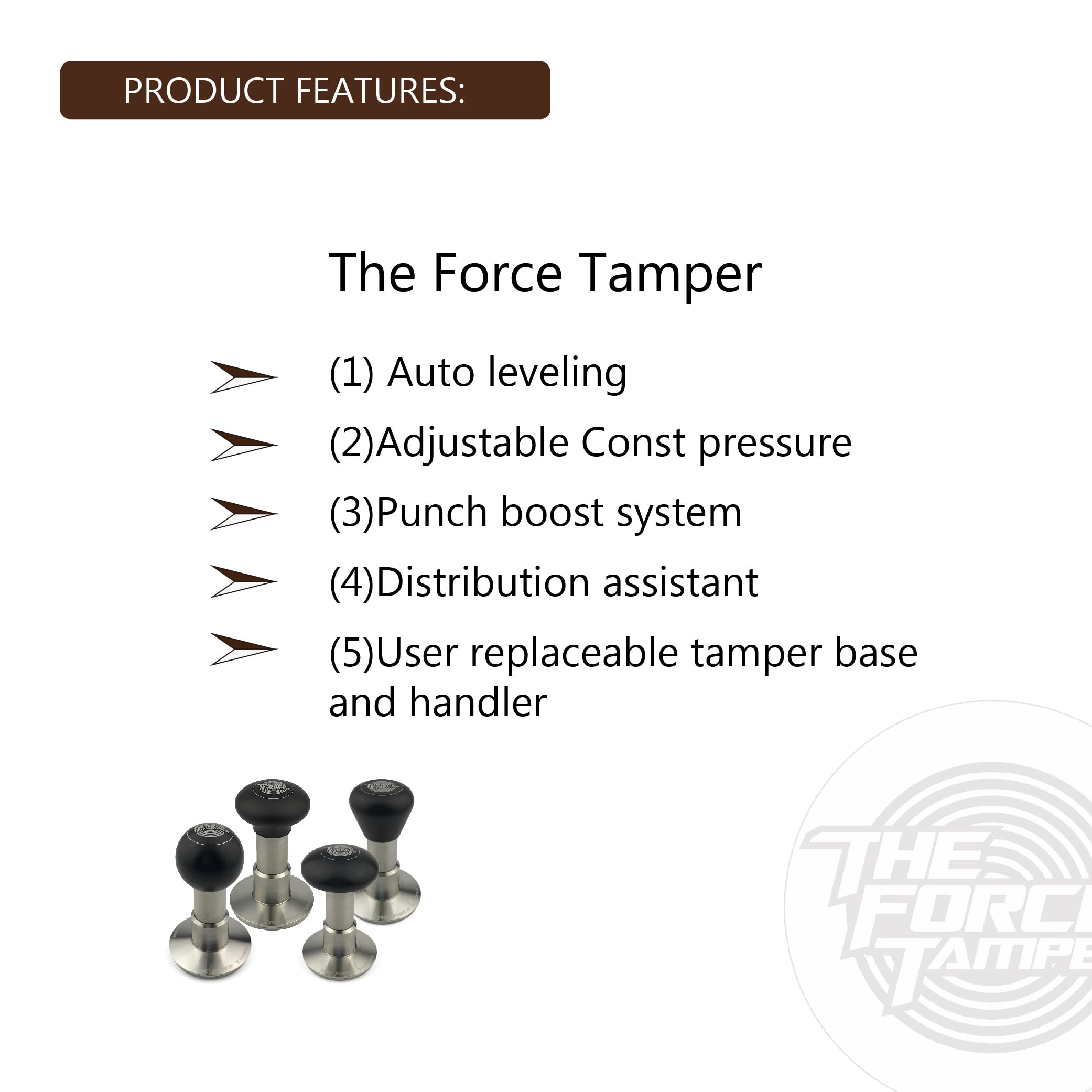 Premium Automatic Coffee Tamper with Adjustable Pressure & Auto-Leveling - 53mm The Force Tamper for Espresso - Perfect for Baristas & Home Brewing (Ball Base) - Ideal for Specialty Coffee Shops & Home Espresso Stations