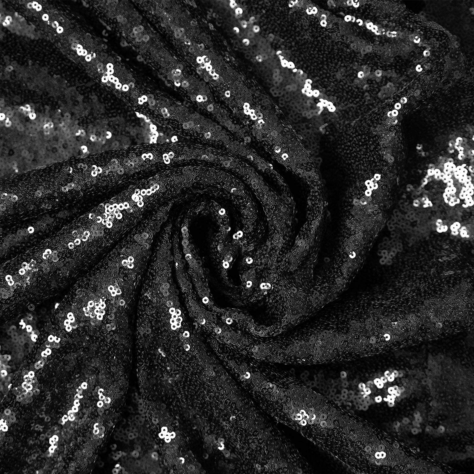 50 Inch Round Black Sequin Tablecloth - Sparkly Glitter Table Cover for Weddings, Bridal Showers & Birthday Parties - Elegant Prom Decor & Round Table Overlay (Perfect for Holiday Celebrations & Special Events)
