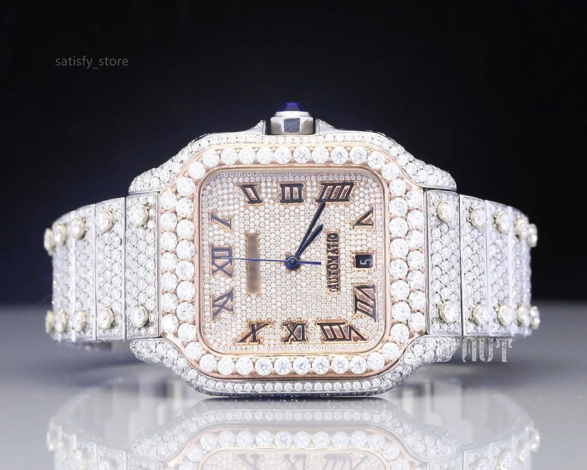 Luxury White Gold VVS Moissanite Iced Out Watch for Men - Diamond-Cut Bezel & High-Quality Stones - Perfect for Gifts, Weddings & Special Occasions
