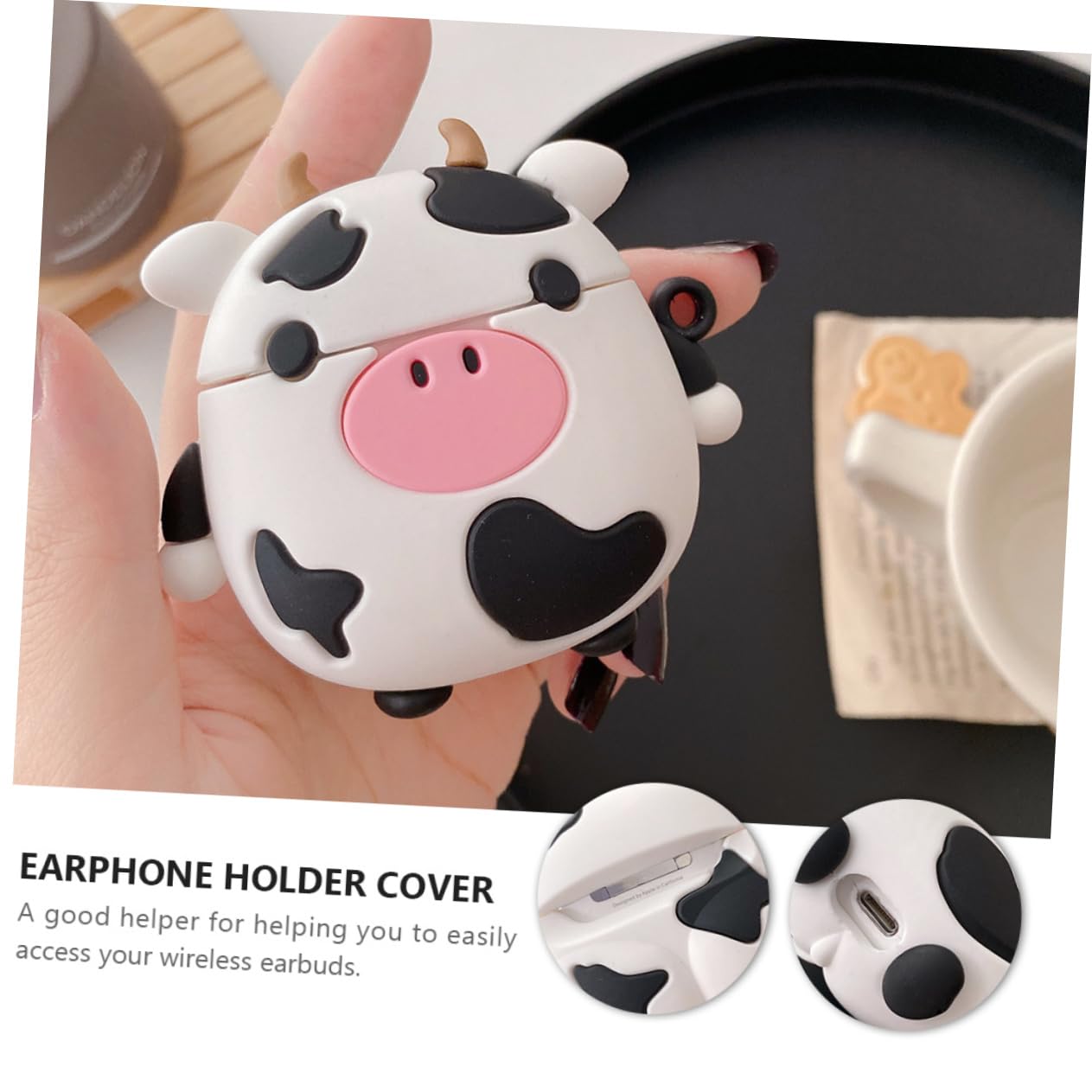 Artibetter 3-Pack Cow Print AirPods Case with Charging Port - Compatible with AirPods 1 & 2, Stylish & Portable Earphone Cover for Women & Men | Perfect for Travel, Gym & Daily Use