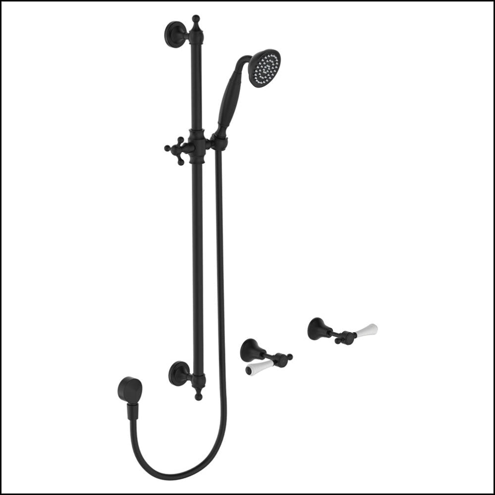 FIENZA Lillian Lever Rail Shower Set in Matte Black - Modern Bathroom Faucet with Hand Shower for Spa-Like Experience (Model 339103BK)