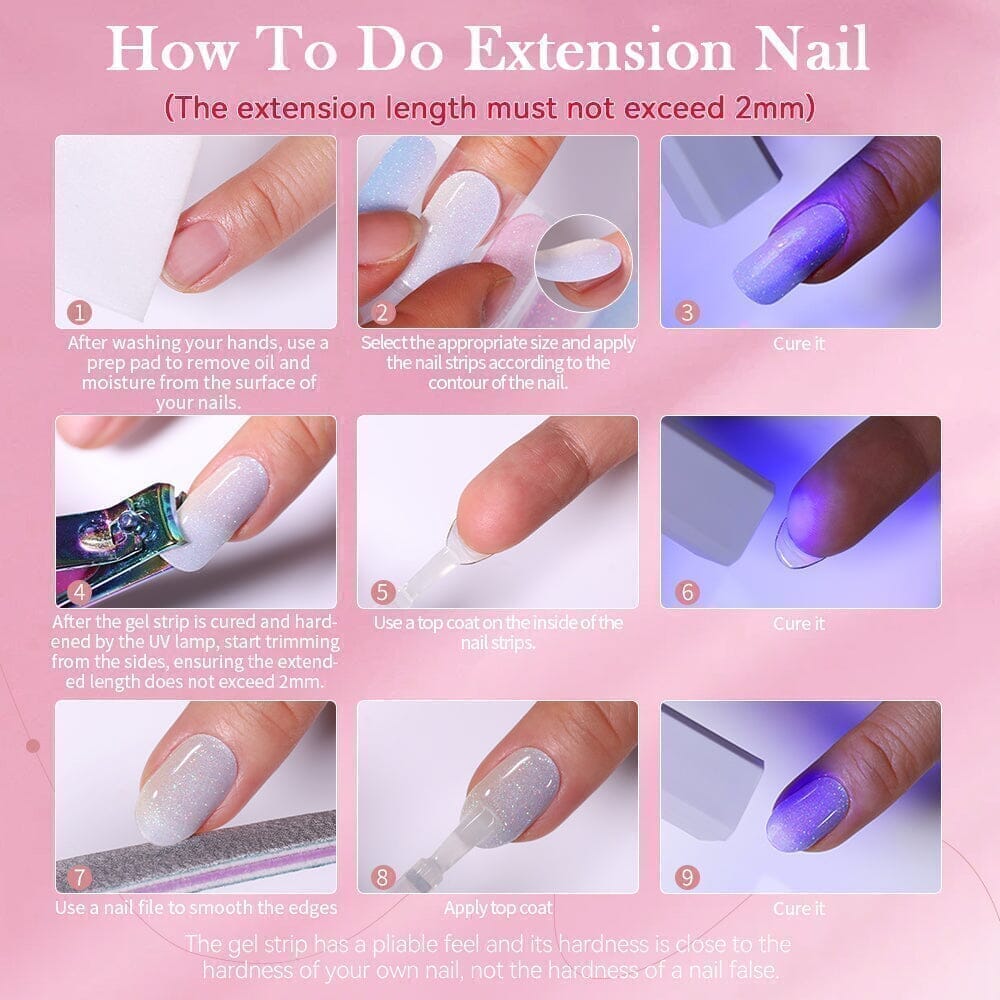 20 Tips Black Shimmer Semi Cured Gel Nail Strips - DIY Salon Quality Nail Art at Home | Perfect for Parties, Weddings & Special Occasions