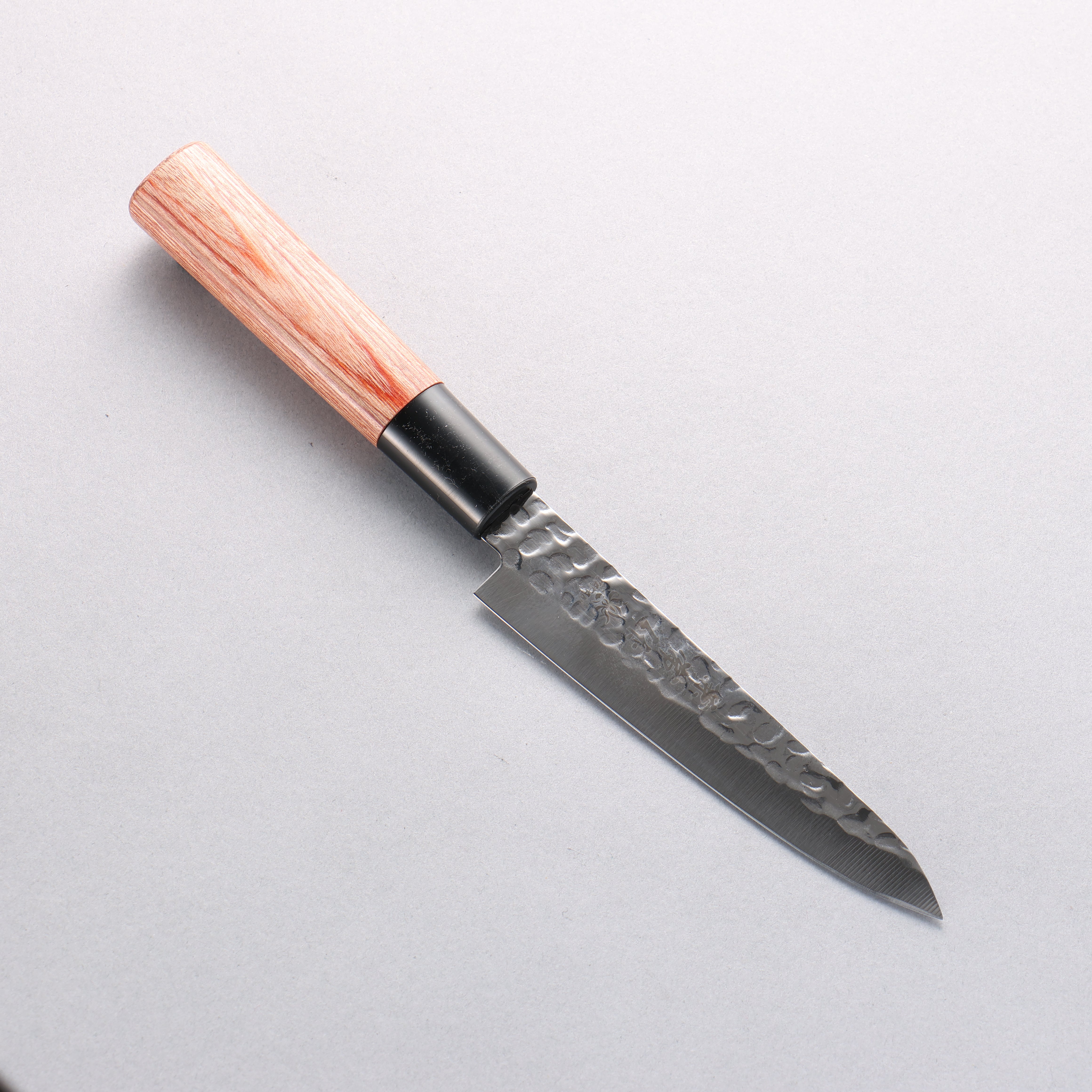 Kanetsune DSR 1K6 Hammered Petty Utility Knife 120mm - Red Pakka Wood Handle - Perfect for Slicing, Chopping & Food Prep in Home Kitchens