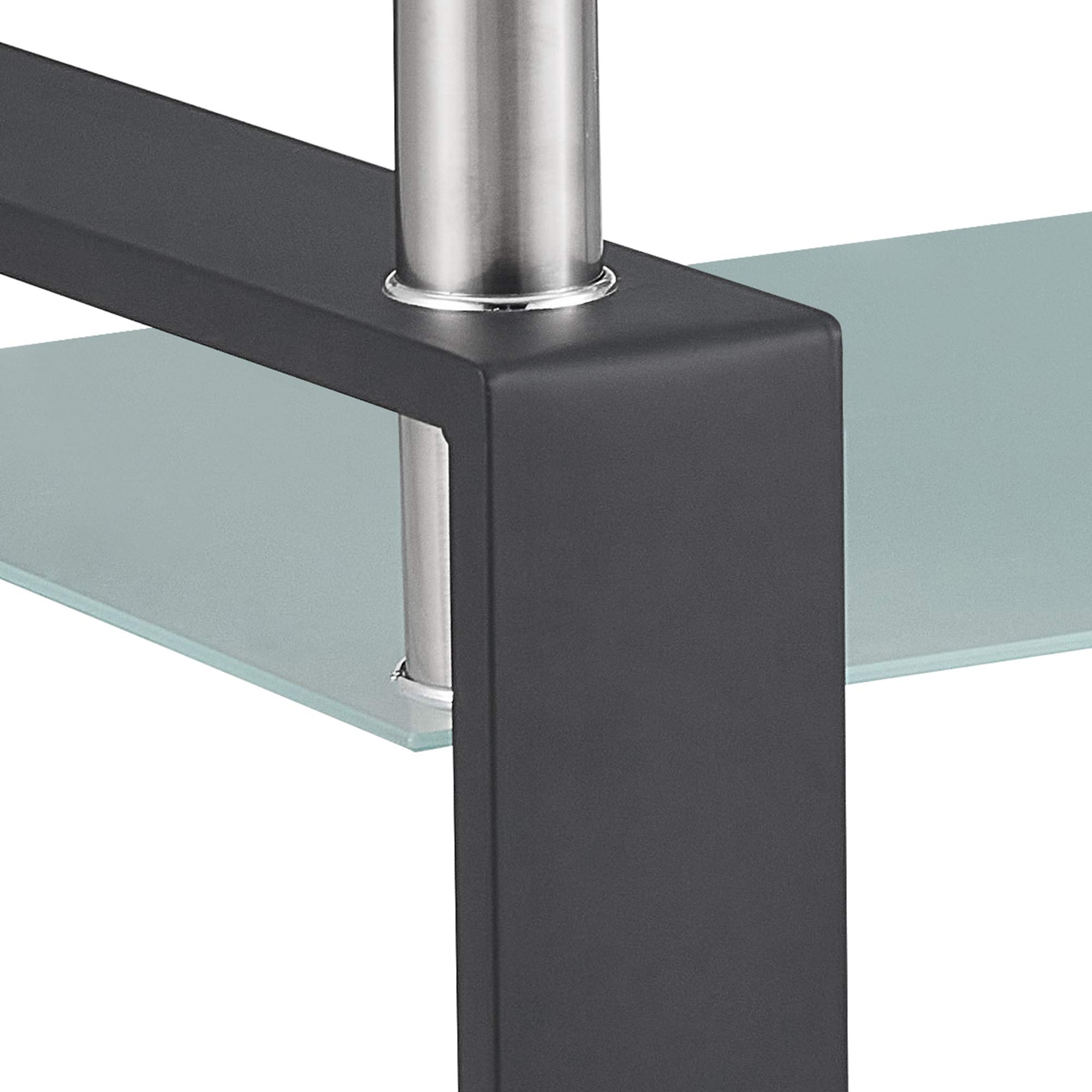 Modern Rectangle Glass Coffee Table with Black Metal Legs & Lower Shelf - Stylish Side Table for Living Room, Office, or Lounge Area
