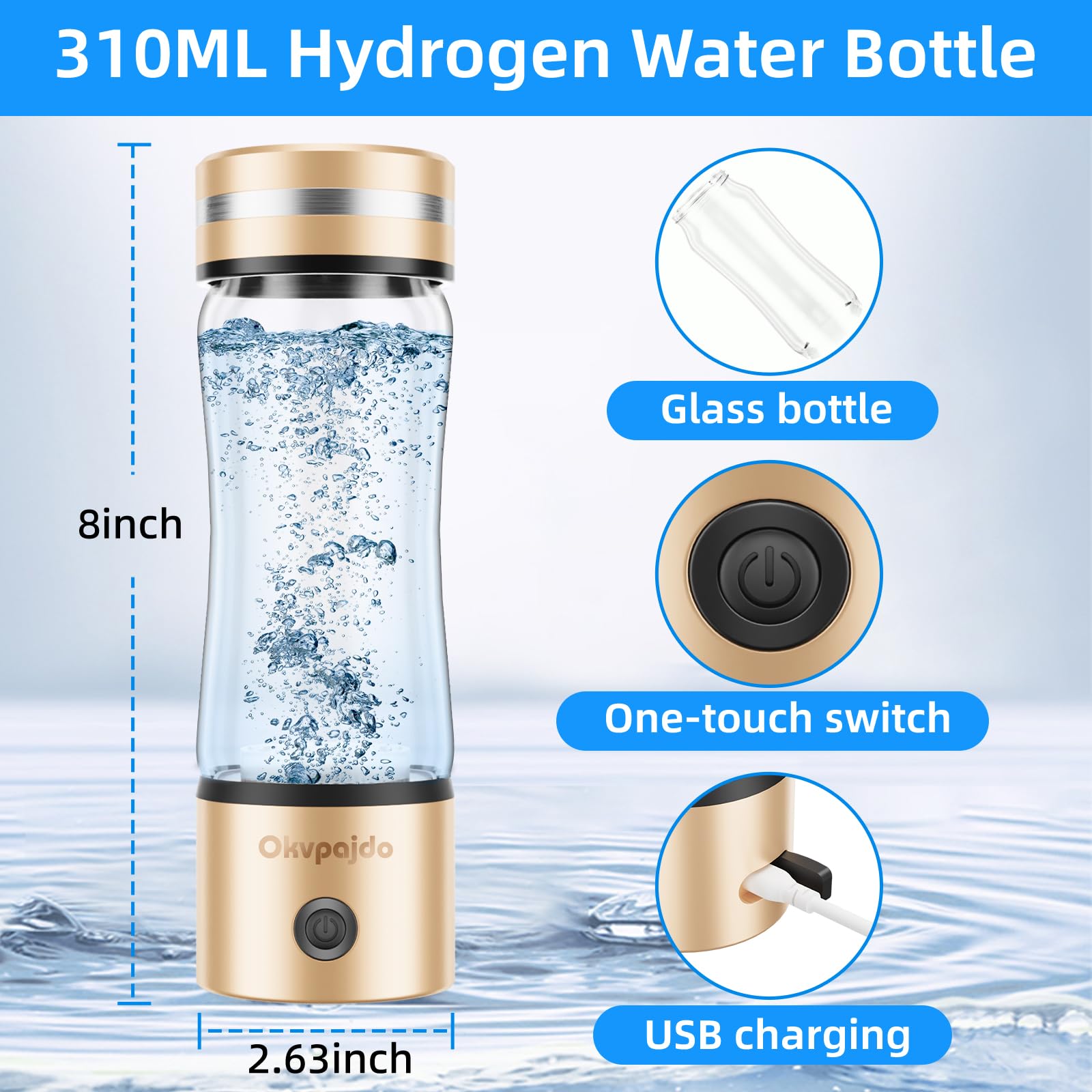 2024 Portable Hydrogen Water Bottle Generator - SPE & PEM Technology for Instant Hydrogen-Rich Water in 3 Minutes | Reusable Water Ionizer for Home, Office, Gym & Travel | Improve Hydration, Energy & Recovery | Perfect for Athletes, Fitness Enthusiasts & Health-Conscious Individuals