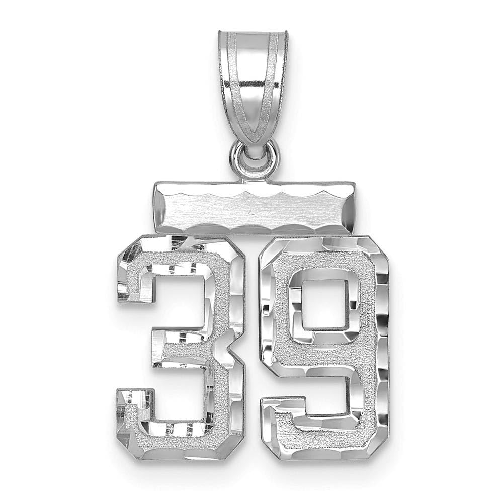 The Black Bow 14k White Gold Varsity Collection Small D/C Pendant Number 39 - Perfect for Graduation Gifts and Everyday Elegance