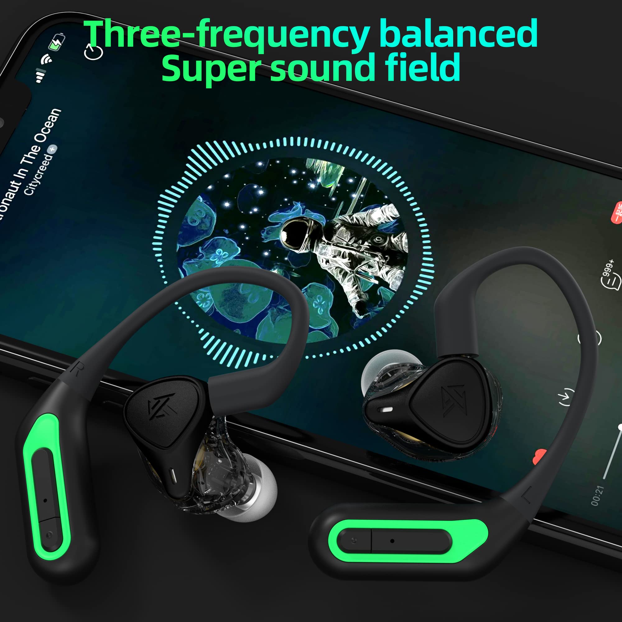 KZ AZ10 Wireless Bluetooth 5.2 Earbuds with Microphone, HiFi Stereo Sound, Secure Ear Hook Design, IPX5 Waterproof & Noise Cancelling Headphones for iPhone Android - Perfect for Running, Gym Workouts & Travel