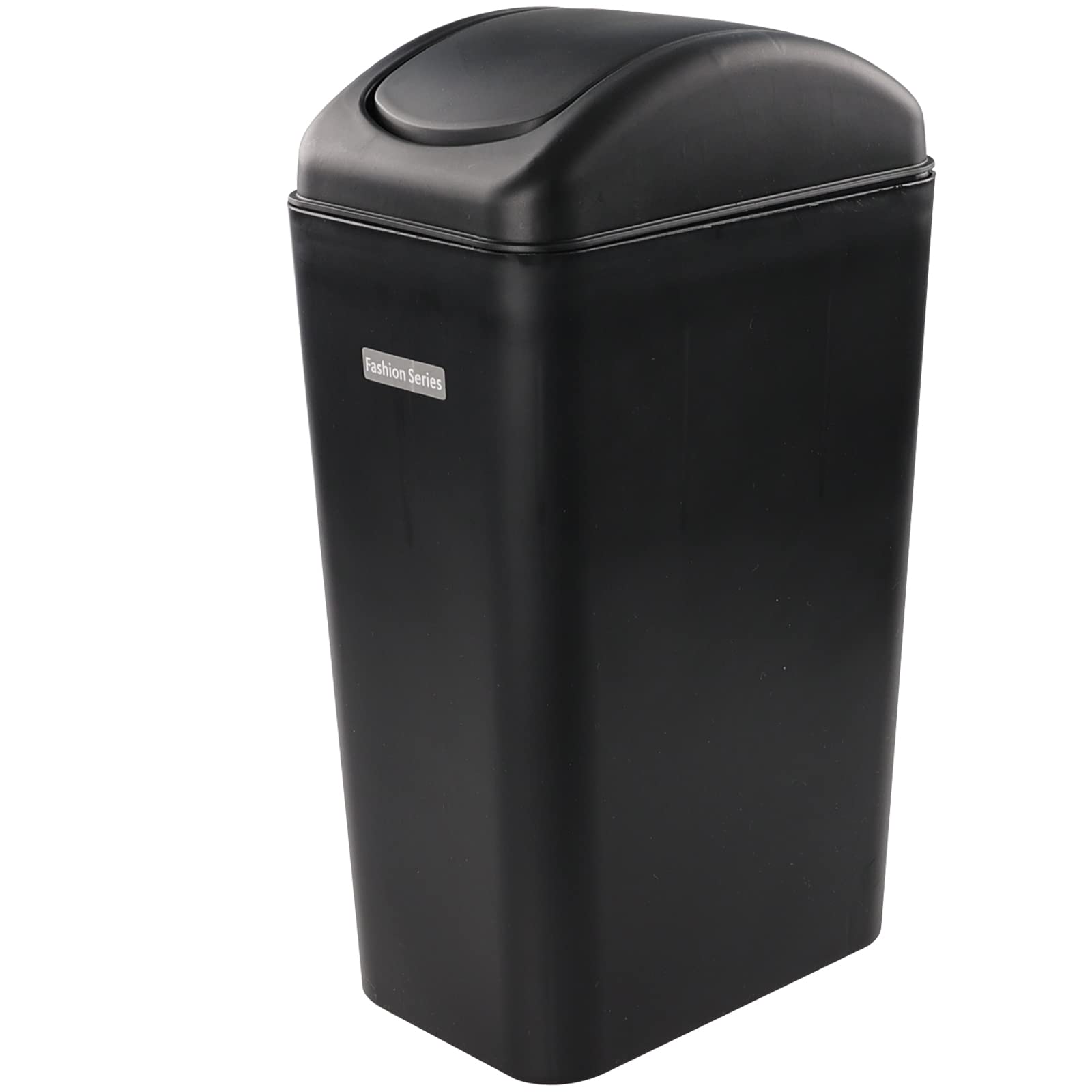 Xyskin 3.5 Gallon Plastic Trash Can with Swing Lid - Bathroom Waste Bin, Kitchen Garbage Can, Office Trash Container - Black, Fragrance-Free - Perfect for Home, Bathroom, Kitchen & Office Use