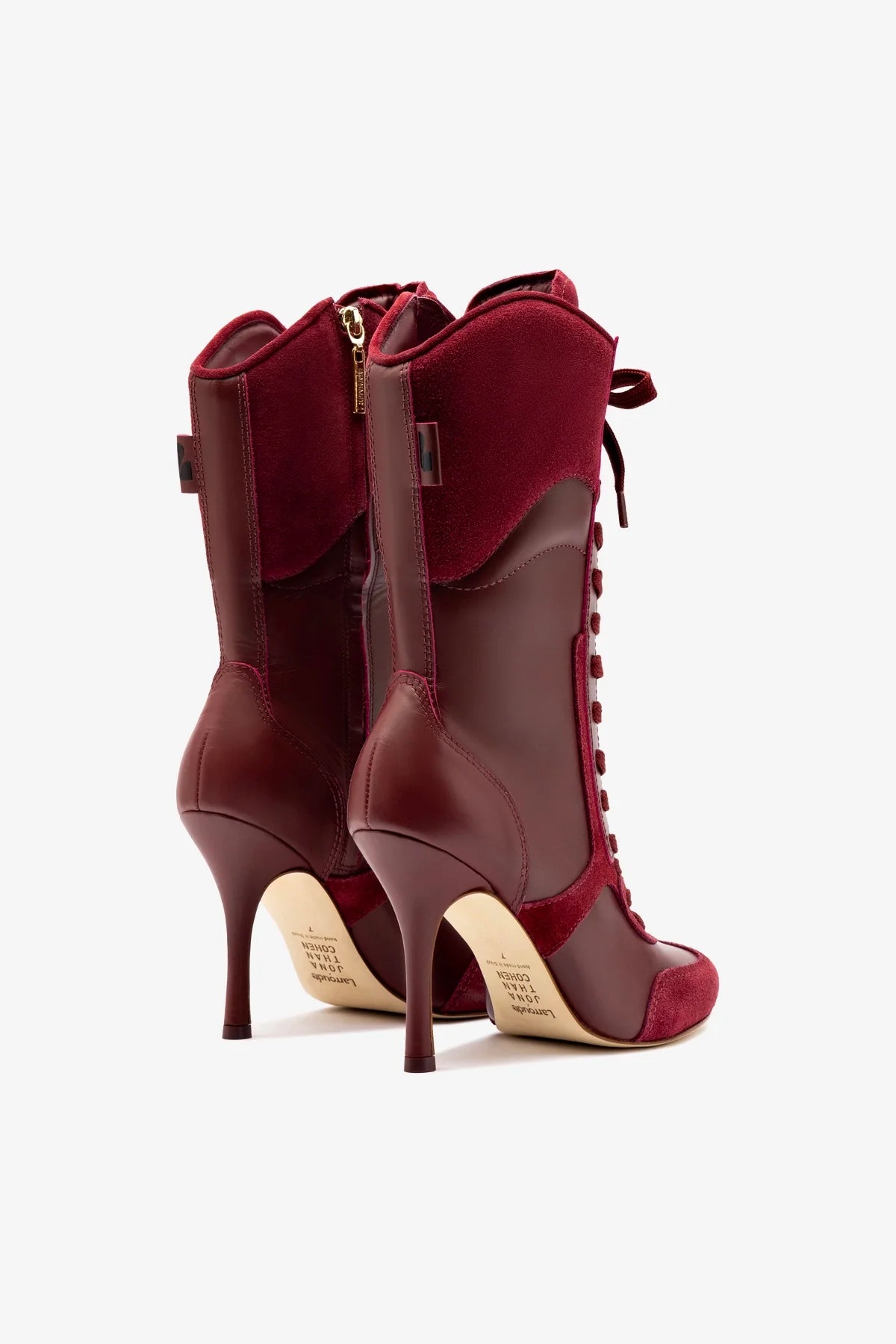 Larroudé x Jonathan Cohen Burgundy Suede High Heel Sneaker Boots - Stylish Women's Fashion Shoes for Parties, Date Nights & Evening Events