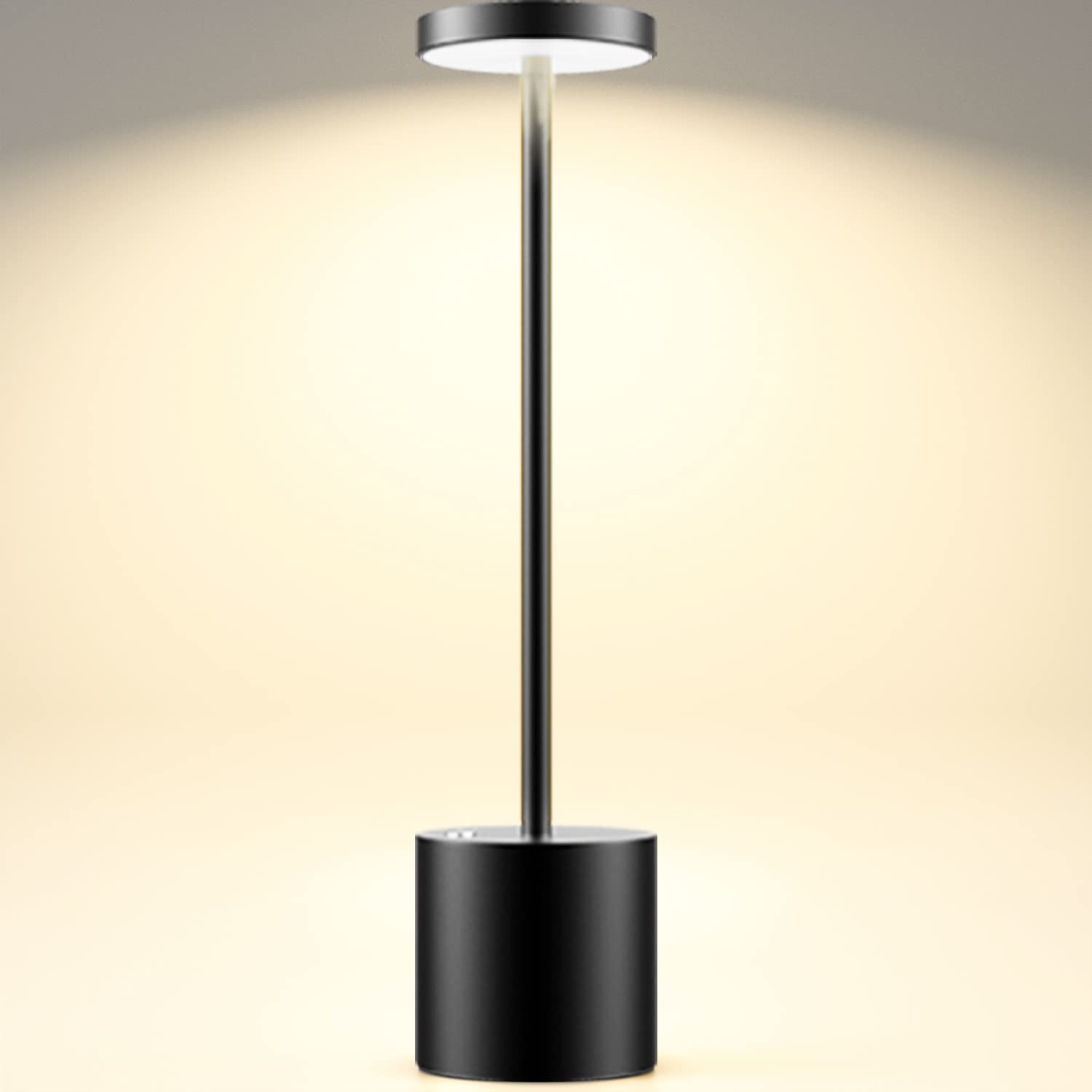Rechargeable Cordless LED Table Lamp - 6000mAh USB Battery Operated Portable Desk Light, 2-Level Dimmable Reading Lamp for Bedroom, Office, Restaurant & Outdoor Use - Black (1 Pack) - Perfect for Night Reading, Camping, and Emergency Lighting