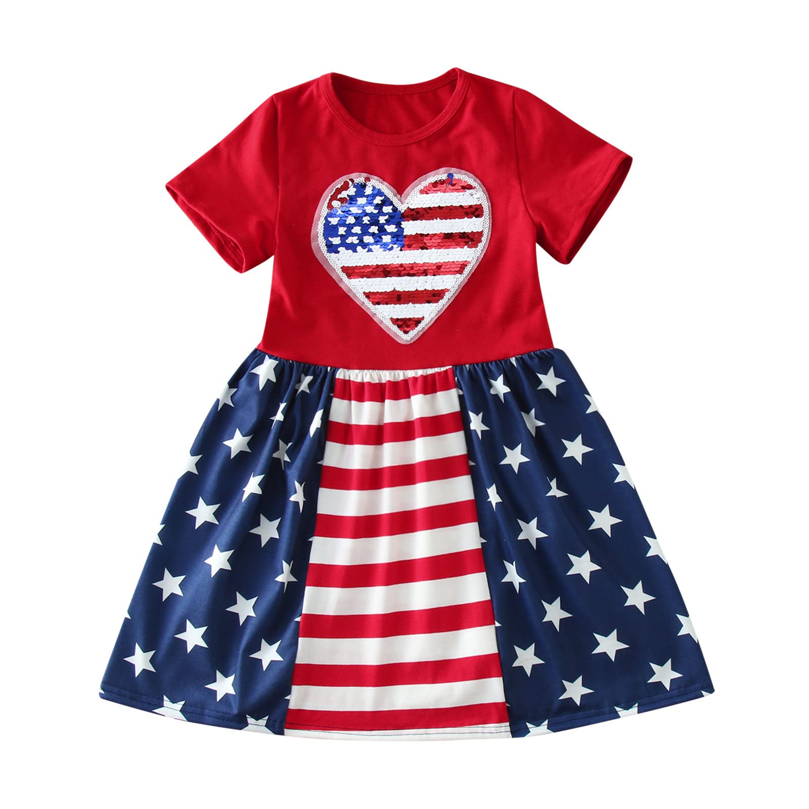 LISfsa Girls 4th of July Dress - Ruffled Backless Summer Outfit for Toddlers, Striped Independence Day Party Dress | Perfect for Patriotic Celebrations, Beach Vacations & Family Photoshoots