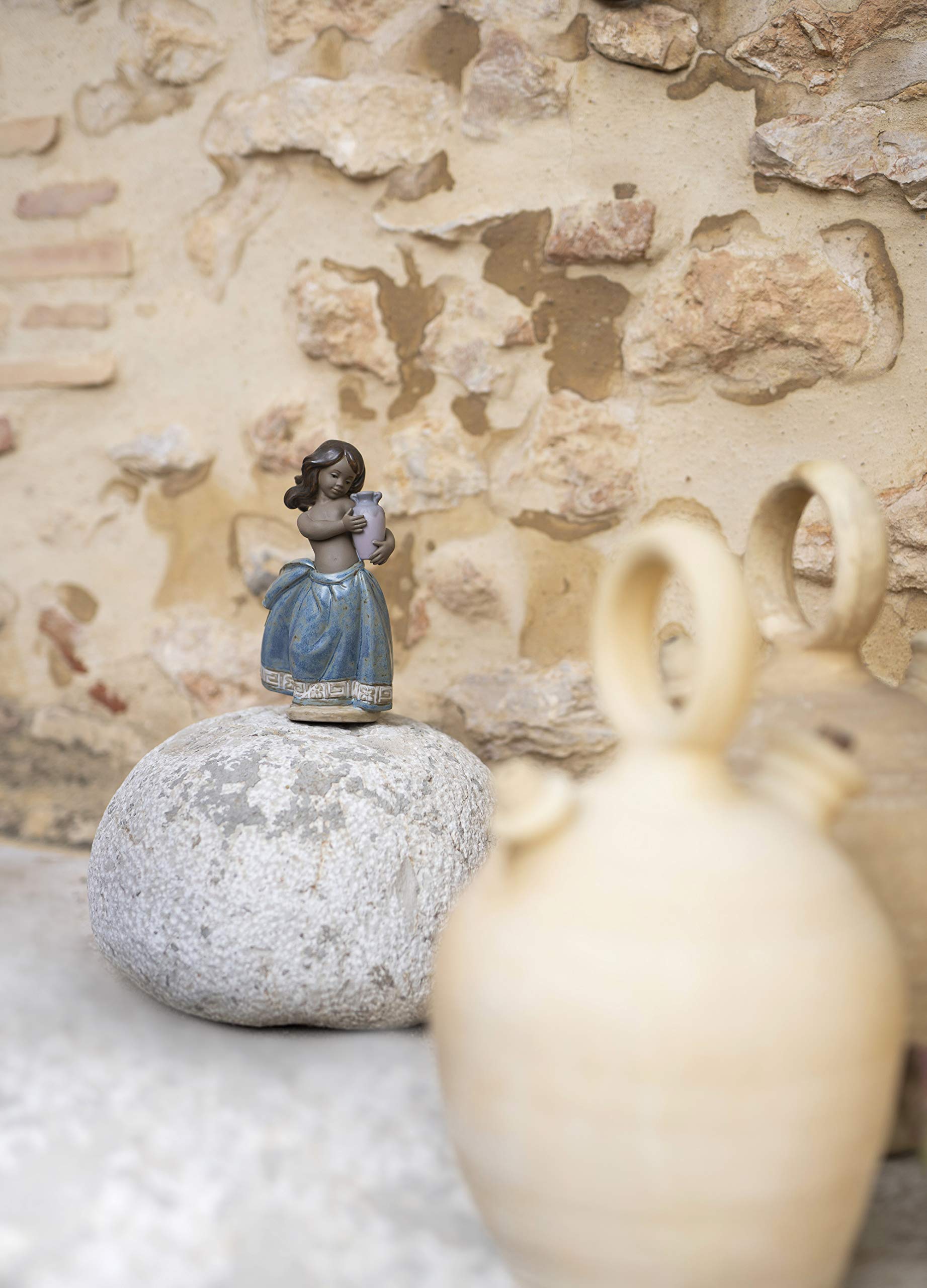 LLADRÓ Spartan Water Girl Figurine - Blue Porcelain Statue | Handcrafted Collectible Home Decor for Living Room, Office & Gift Giving
