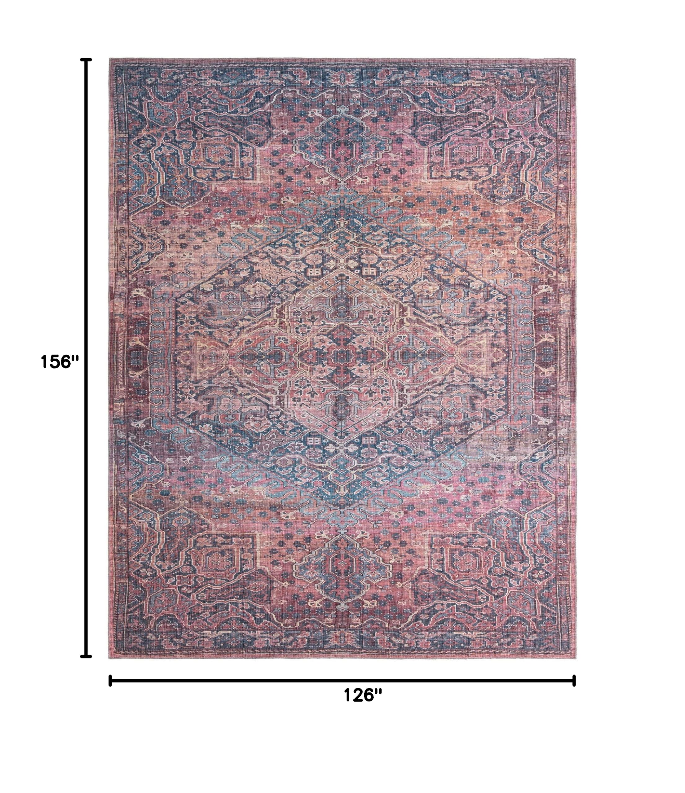 Washable Low-Pile Area Rug 10' x 13' Rust Red - Maahru Collection by Rugs.com | Perfect for Living Rooms, Dining Rooms & Open Floor Plans | Pet-Friendly & Easy Clean Home Decor