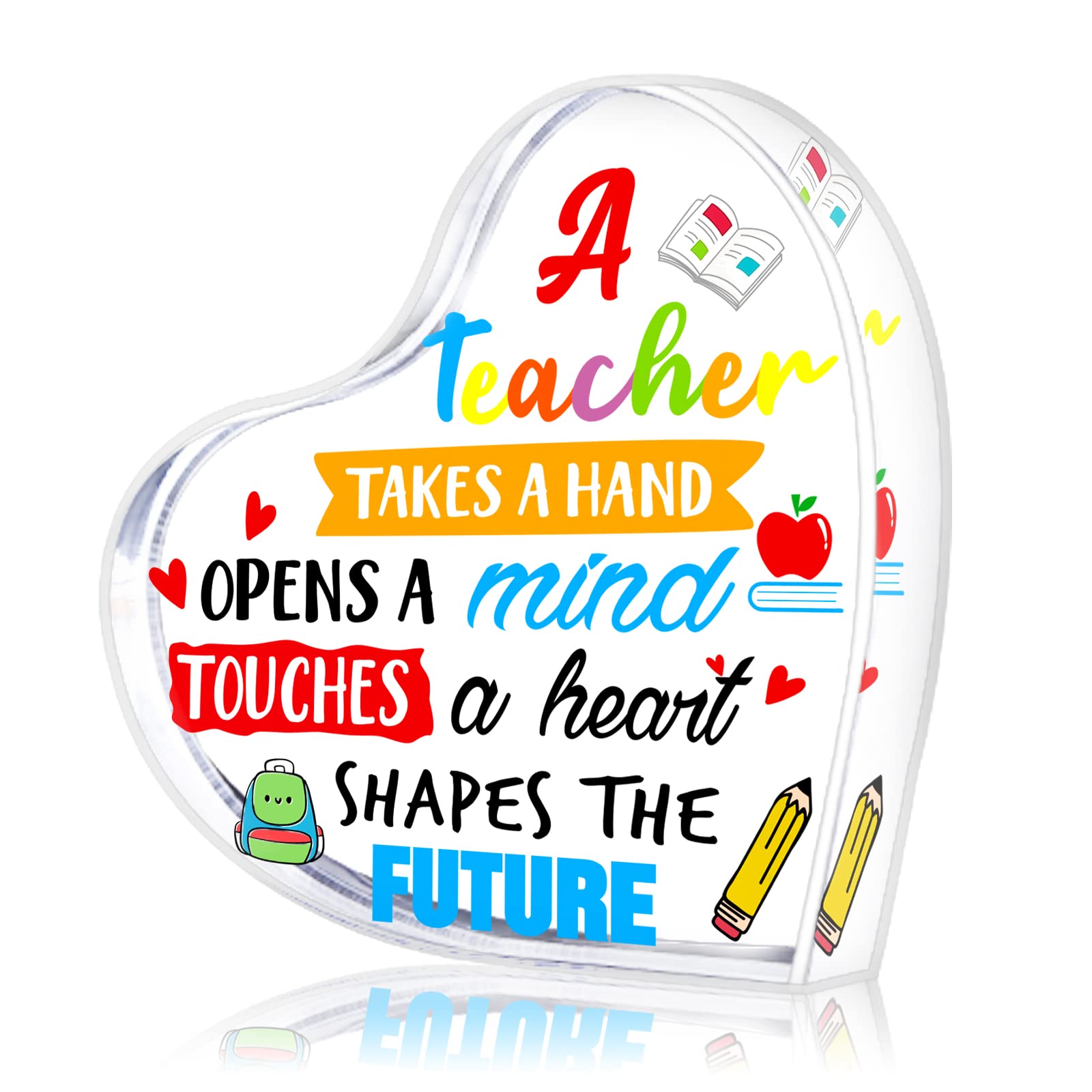 WaaHome Best Teacher Appreciation Gifts for Women - Heart Keepsake & Paperweight - Perfect for Graduation, End of Year, Thank You from Students - Ideal for Classroom, Office Desk & Special Occasions