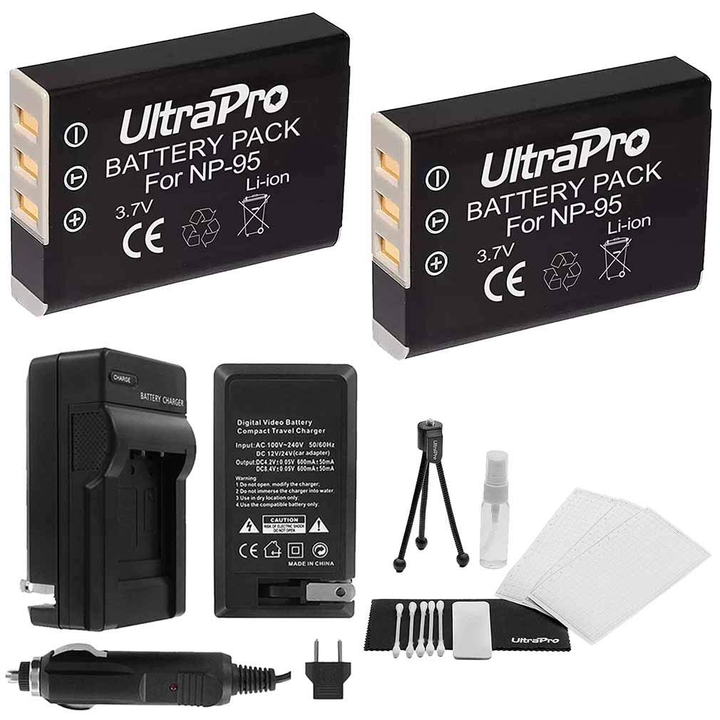 2-Pack NP-95 High-Capacity Replacement Batteries with Rapid Travel Charger for Fujifilm FinePix Digital Cameras - UltraPro Deluxe Accessory Set Included - Perfect for Travel Photography & Extended Shooting Sessions