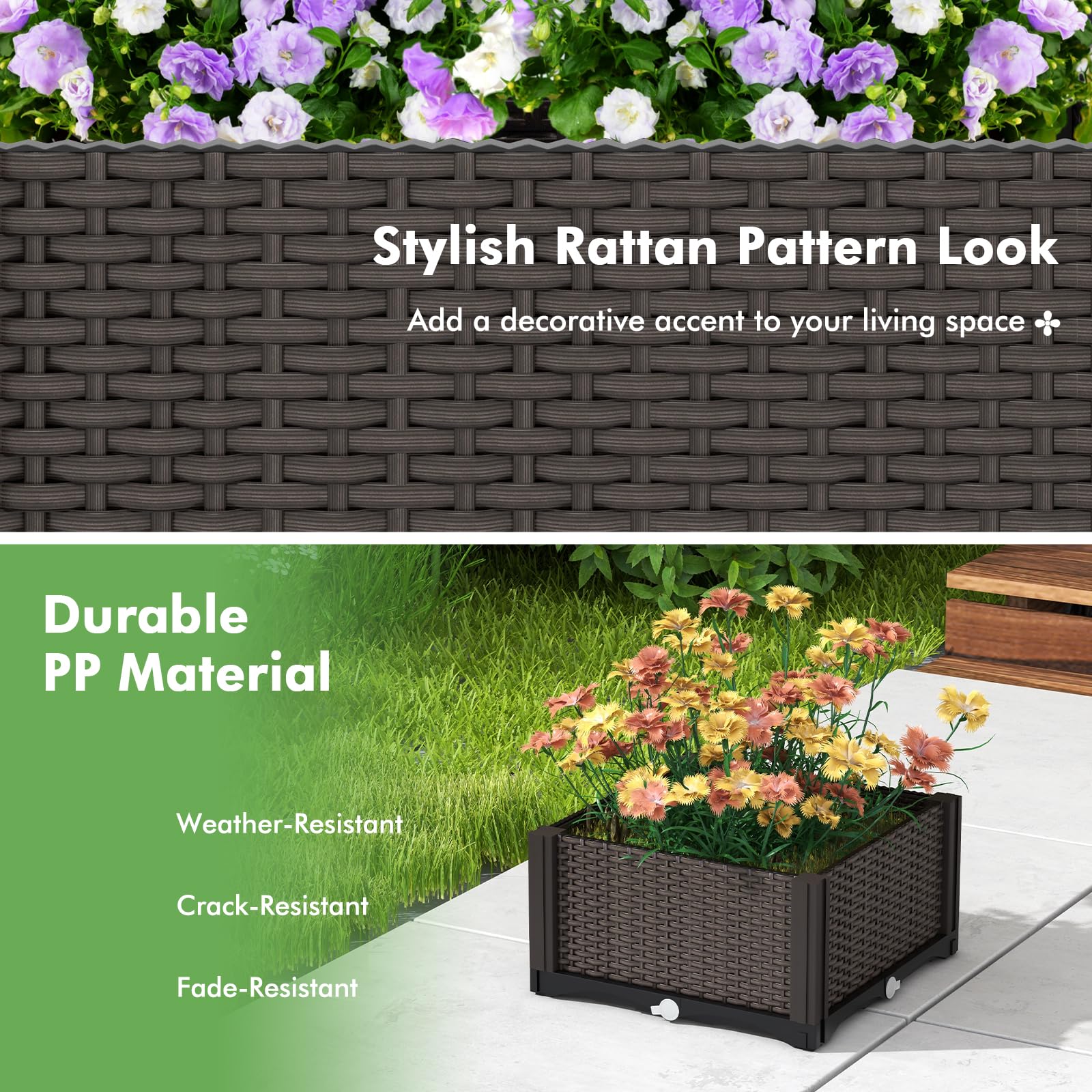 Giantex 4-Piece Raised Garden Bed Kit with 16 Legs, Elevated Planter Box with Self-Watering System & Drainage Holes - Indoor Outdoor Vegetable, Fruit, Flower & Herb Growing for Patio, Balcony & Backyard Gardening