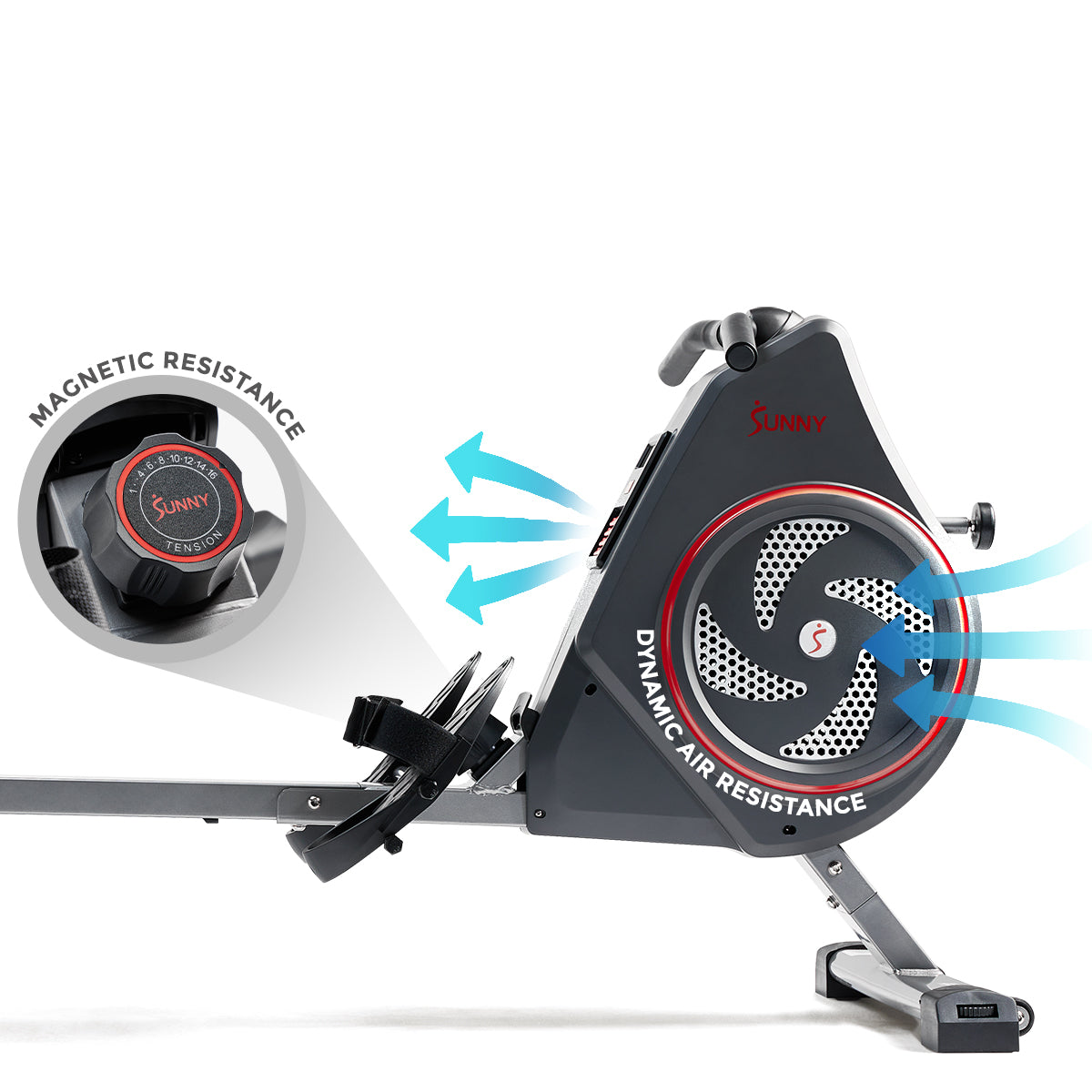 Premium Smart Air & Magnetic Resistance Rowing Machine for Home Gym - Full Body Workout for Cardio, Strength Training & Weight Loss