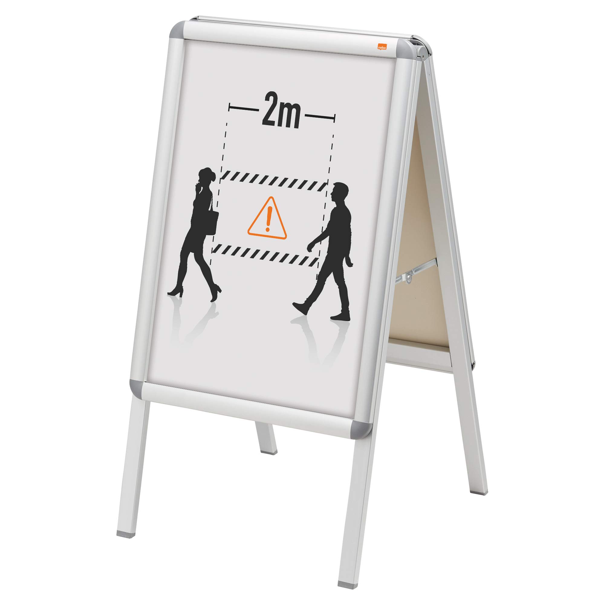 A2 A-Frame Sign, Pavement Display Board & Social Distancing Sign with Snap Frame - Aluminum Frame, Double Sided, Silver (1902207) - Perfect for Storefronts, Sidewalk Promotions & Public Safety Messaging