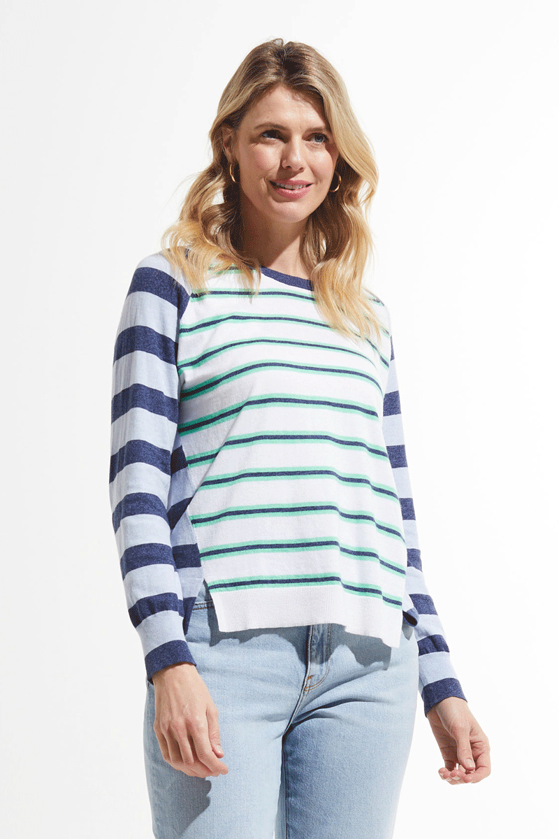 Zaket & Plover Women's Casual Raglan Stripe Sweater - Soft Long Sleeve Knit Pullover for Fall & Winter | Perfect for Office, Date Night and Weekend Outfits