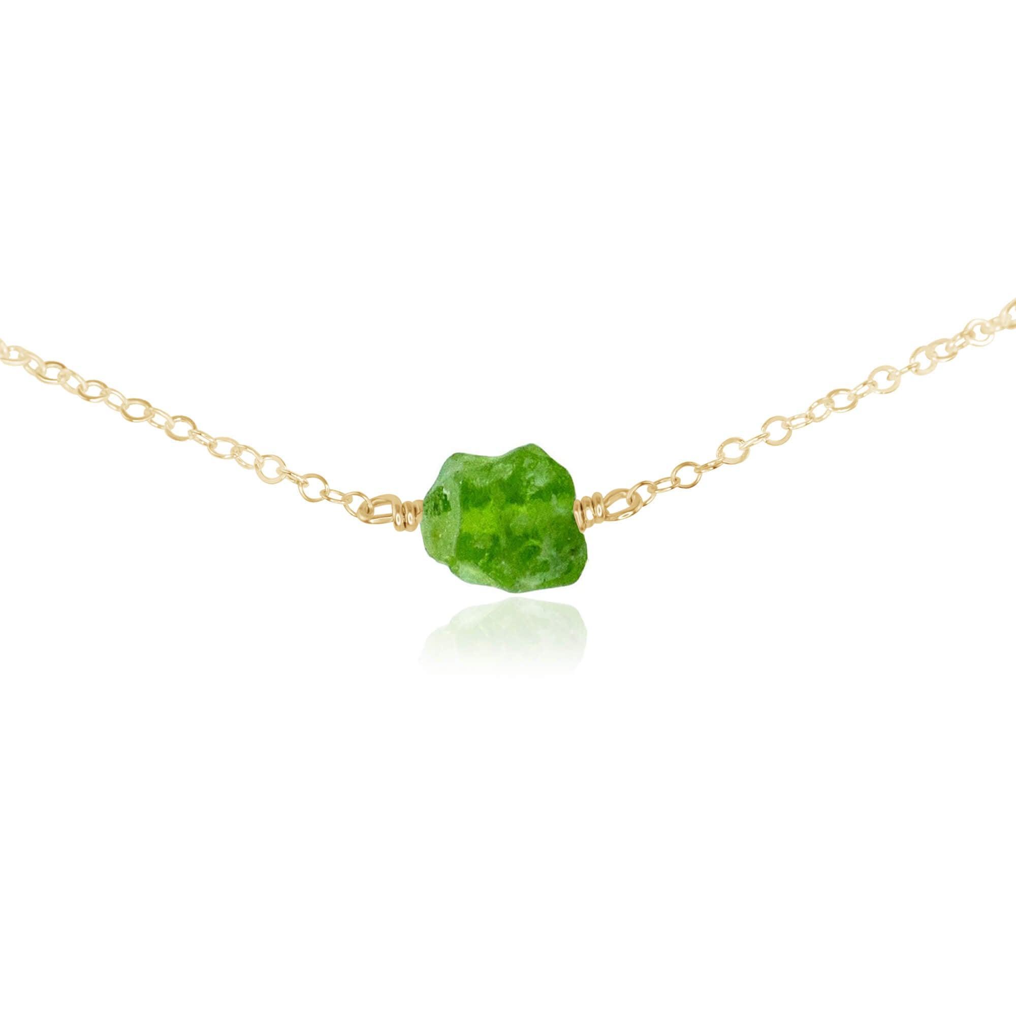 Natural Tiny Raw Peridot Crystal Nugget Choker Necklace - Dainty Bohemian Jewelry for Women, Perfect for Everyday Wear & Spiritual Healing