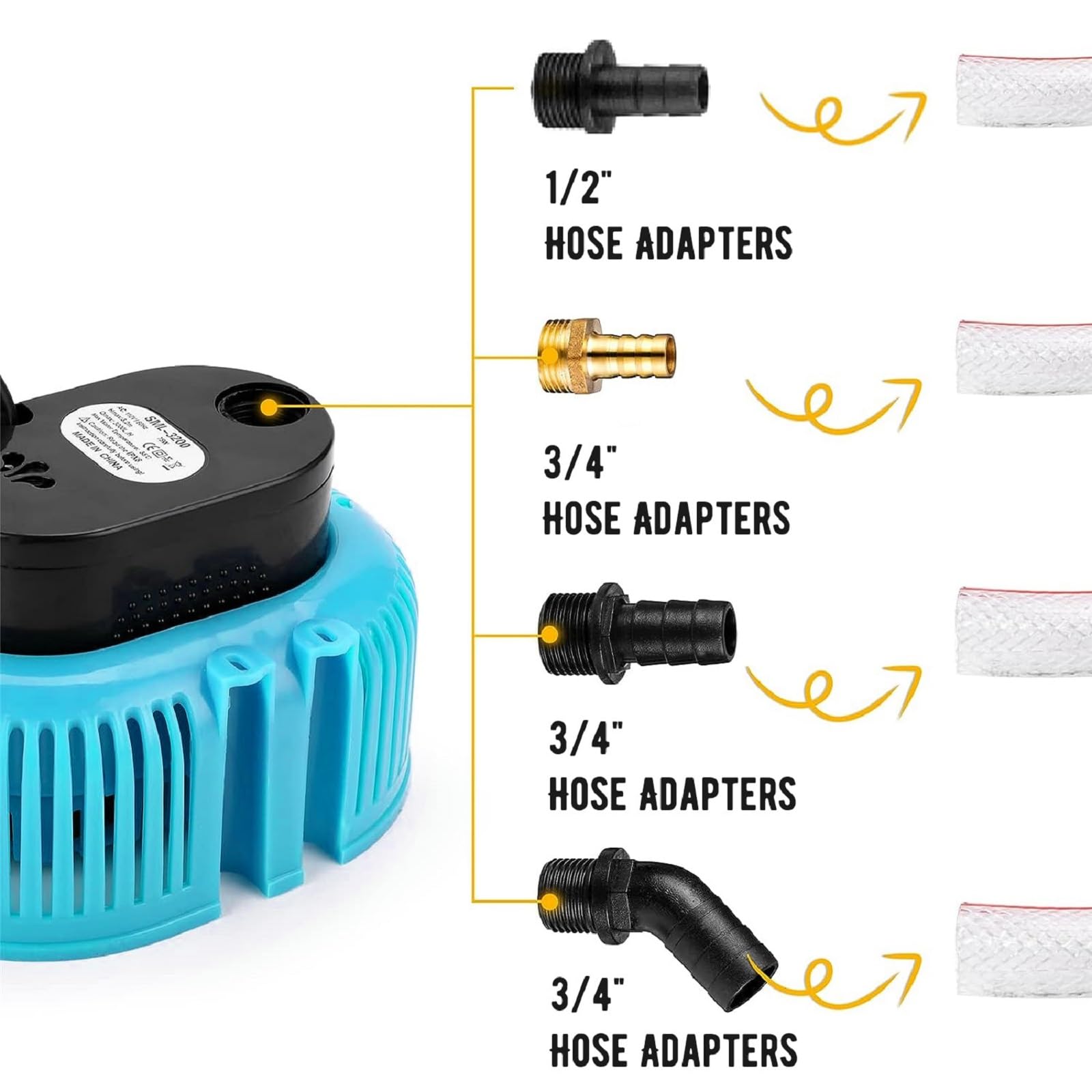 Best Above Ground Pool Cover Pump - Submersible Water Pump for Draining Pools, Sump Pump with 16ft Drainage Hose & 25ft Extra Long Power Cord (Blue) - Perfect for Winter Pool Covers, Inflatable Pools & Backyard Maintenance