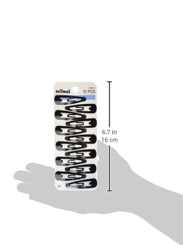 Scunci Contour Snap Hair Clips - 12 Pack Black Hair Clips for Women & Girls - Perfect for School, Work, Gym & Everyday Hairstyles