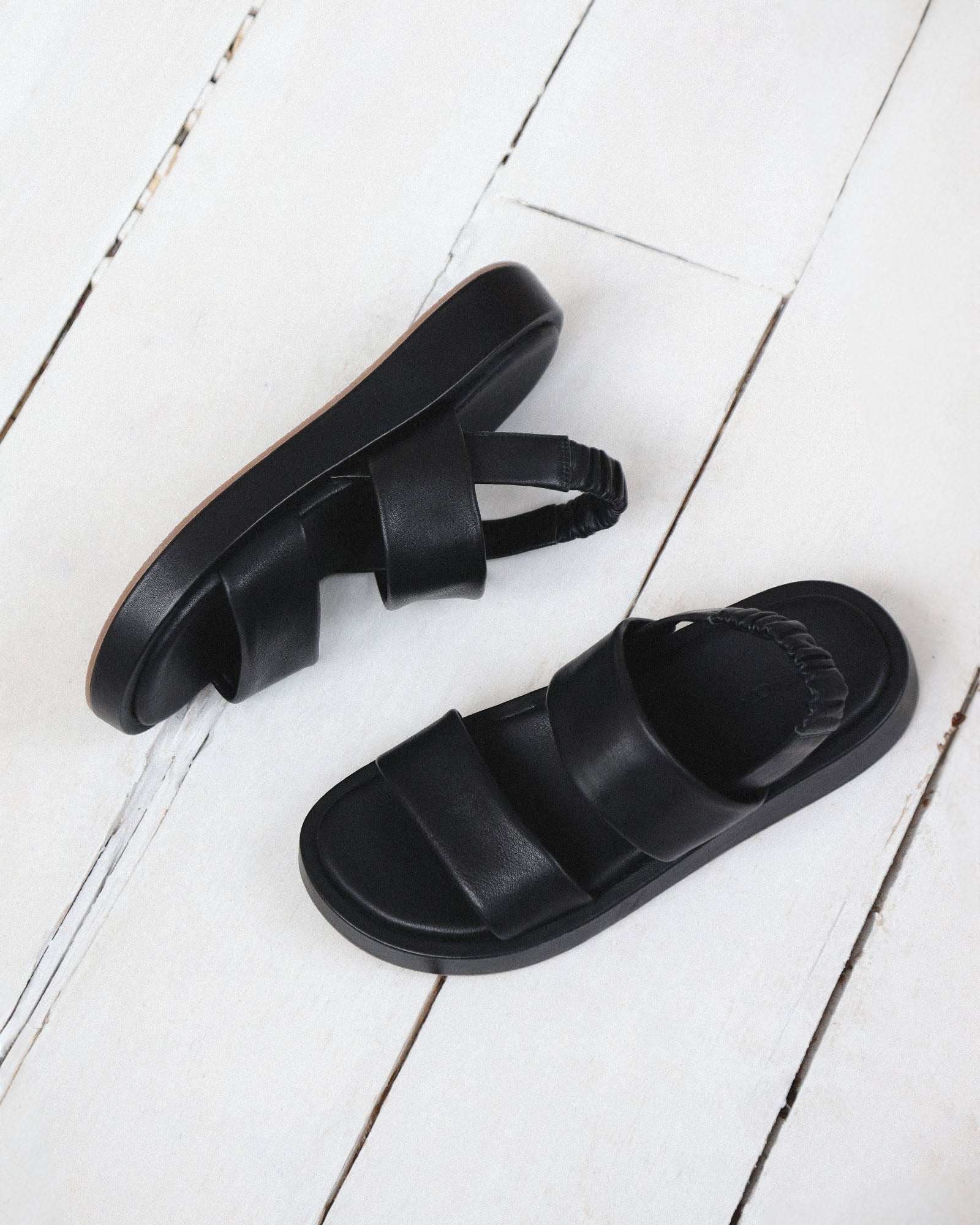 Dana Black Leather Flat Sandals for Women - Comfortable Casual Summer Shoes for Beach, Walking, and Outdoor Activities