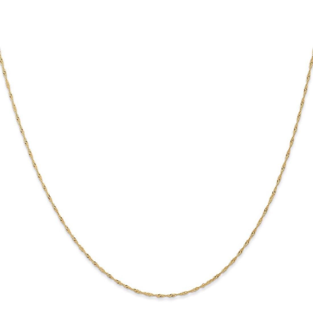 14K Yellow Gold Solid Spring Ring 1mm Singapore Chain Necklace for Women & Men - Elegant Unisex Jewelry for Everyday Wear, Gifts & Special Occasions