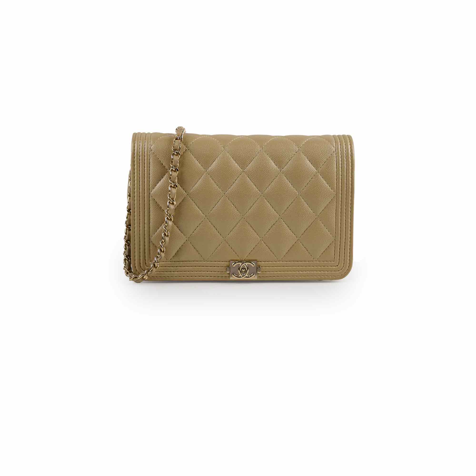Chanel Boy Wallet On Chain Gold Caviar Leather Crossbody Bag - Luxury Designer Handbag for Women, Perfect for Parties, Date Nights & Special Occasions