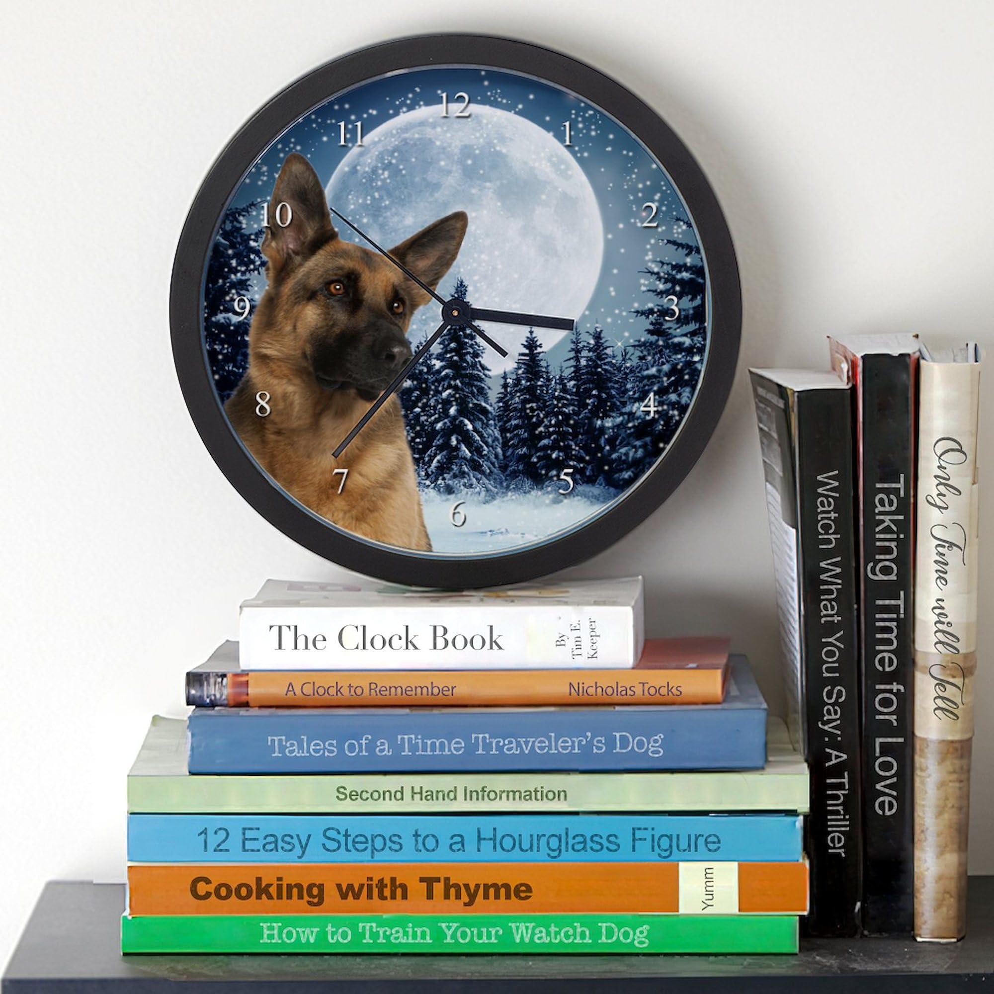 German Shepherd Wall Clock 10 Inch - Decorative Clock for Living Room, Kitchen, Office - Perfect for Pet Lovers & Home Decor