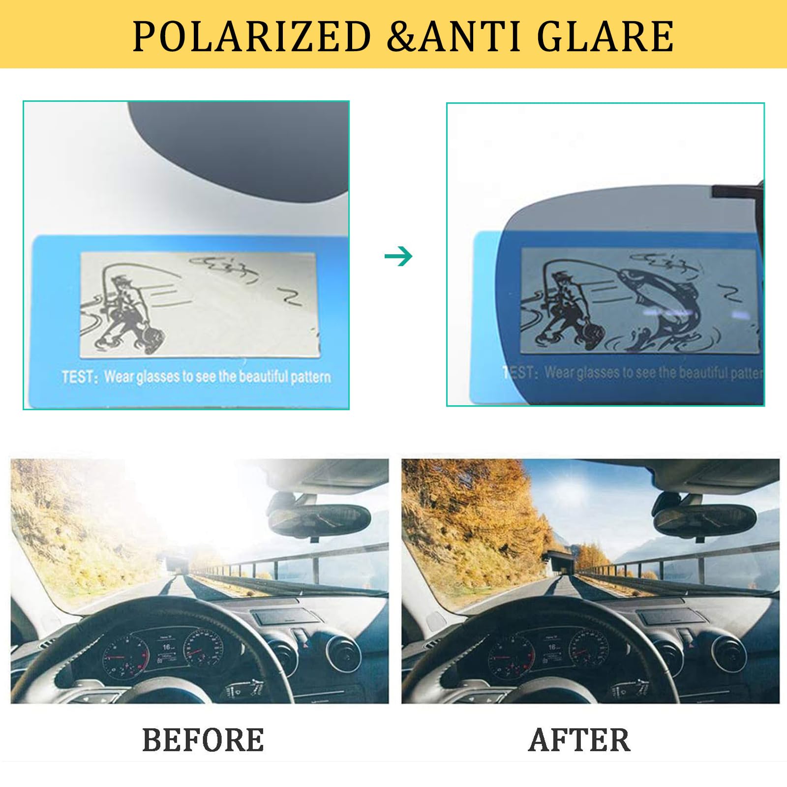 Polarized Clip-on Sunglasses for Men & Women - Anti-Glare UV Protection Driving Glasses - Fits Over Prescription Eyeglasses - Perfect for Driving, Fishing, and Outdoor Activities