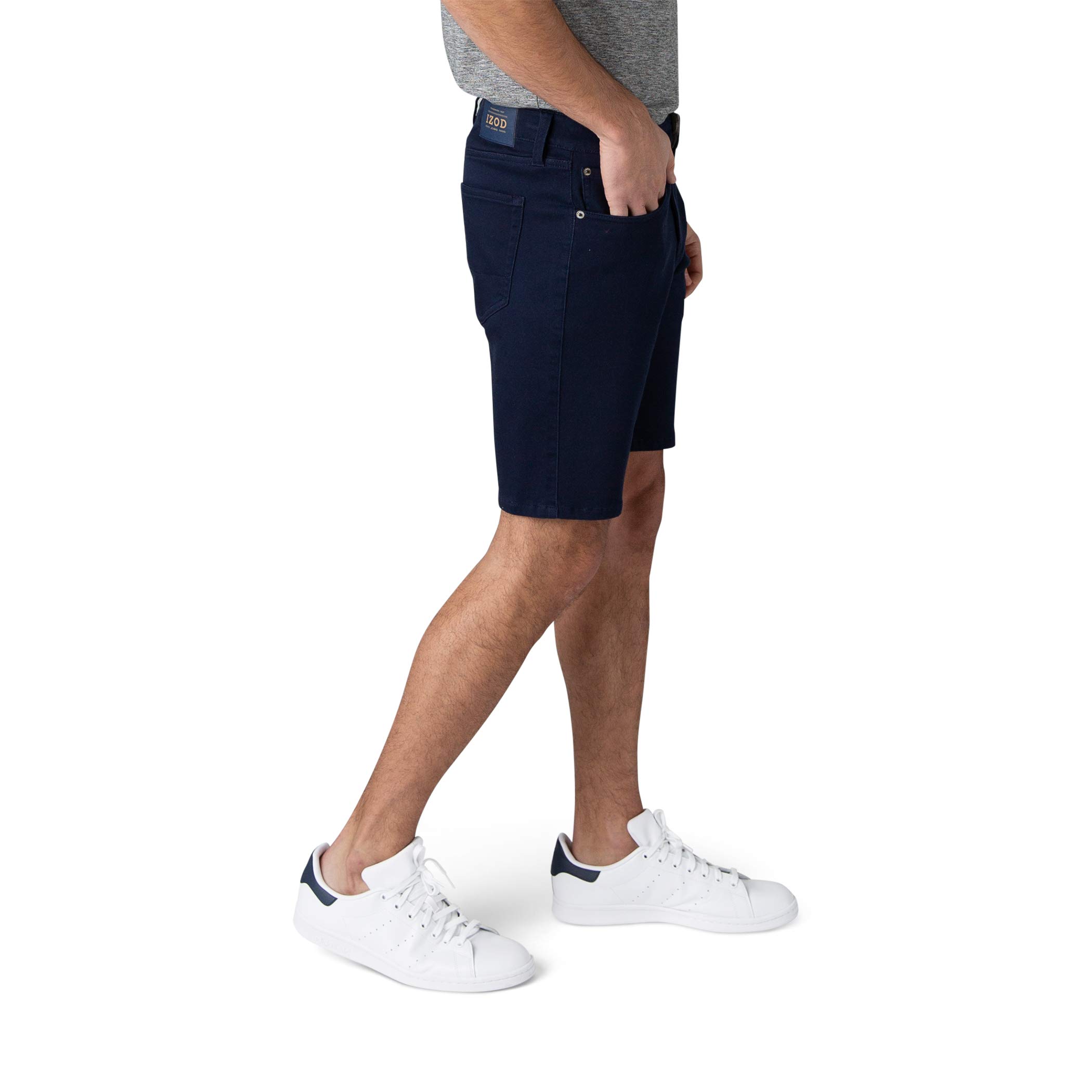 IZOD Men's Stretch Knit Jean Shorts - Classic 5-Pocket Denim Shorts with 9.5