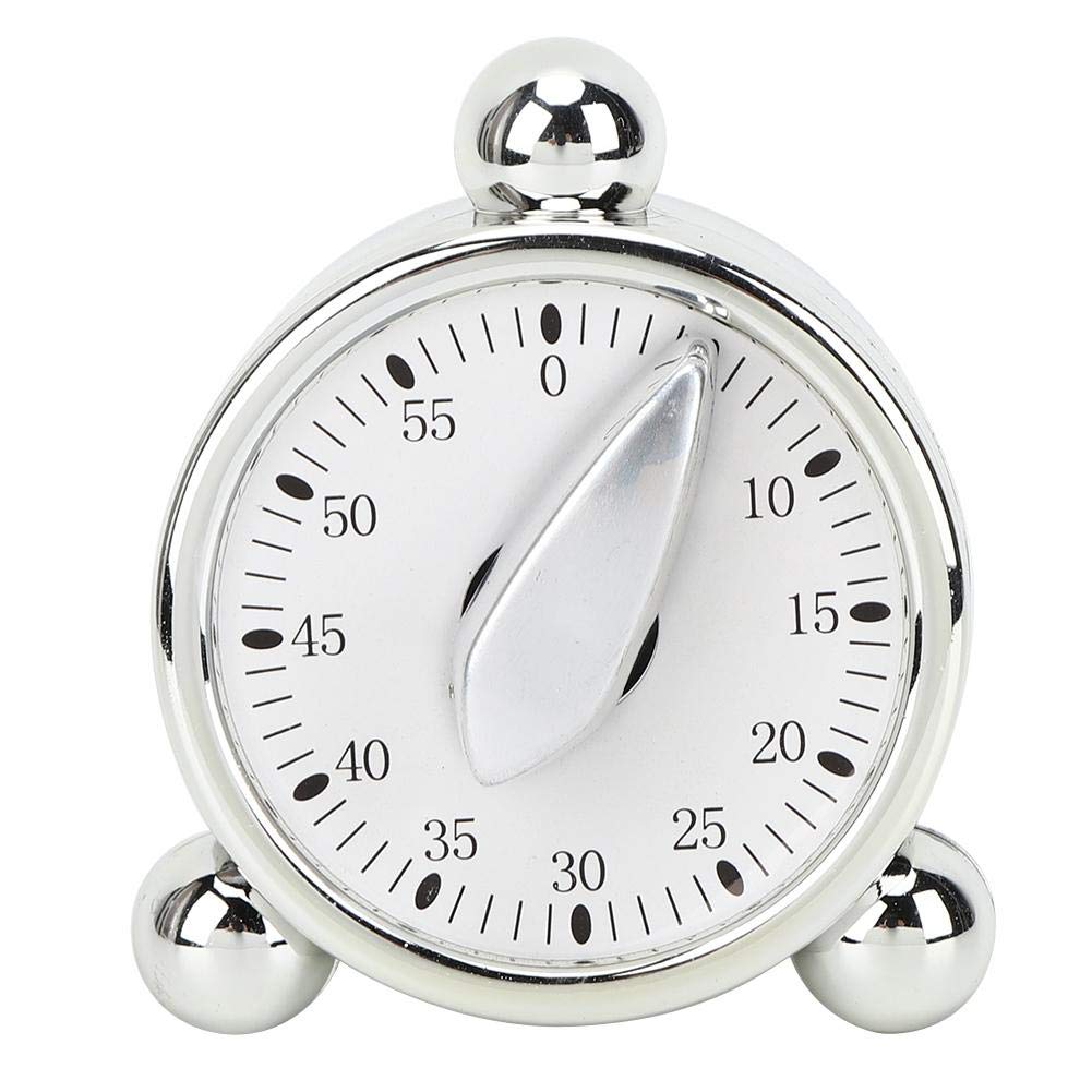 60 Minute Mechanical Kitchen Timer - Baking & Cooking Countdown Timer with Loud Alarm, Silver | Perfect for Baking, Cooking, Roasting & Classroom Activities