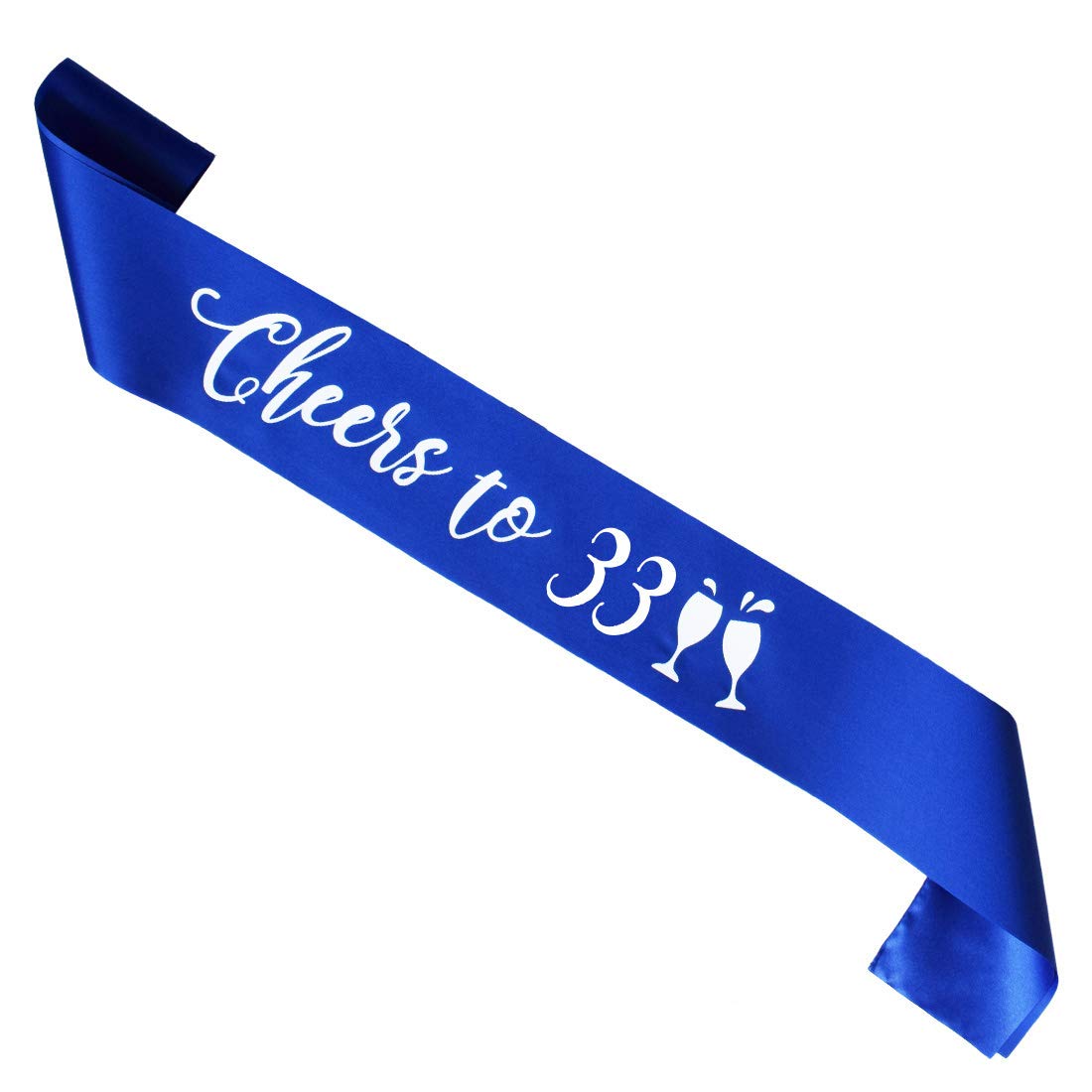 33rd Birthday Sash for Men & Women - Royal Blue Cheers to 33 Years Party Supplies & Decorations - Perfect for Birthday Celebrations, Milestone Parties & Photo Props