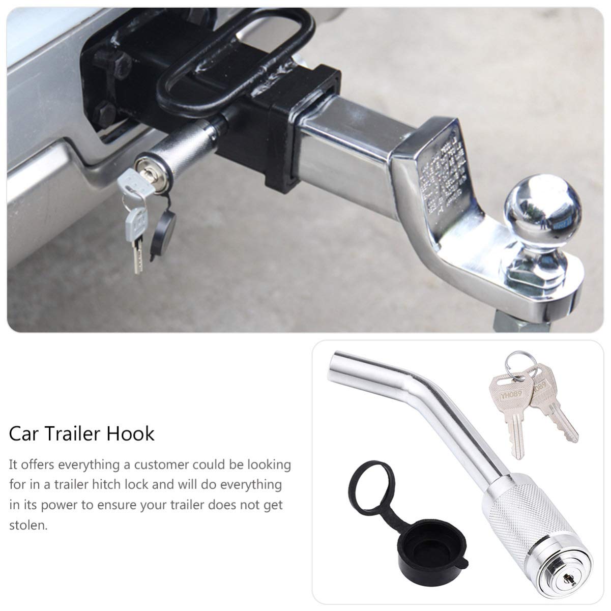 Garneck Heavy Duty Trailer Lock - High Security Iron Car Lock for Travel & Transport - Perfect for Trailers, RVs, Boats, and Storage Security