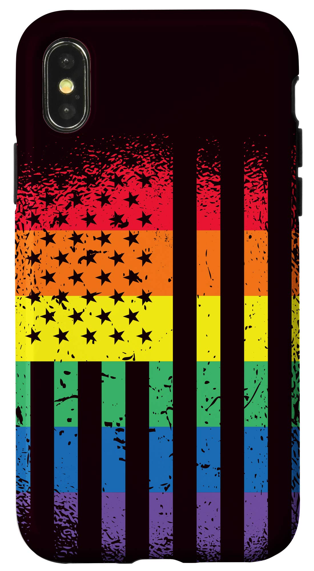 USA Flag LGBT iPhone X/XS Phone Case - Gay Pride Awareness Cover with Durable Protection - Perfect for Pride Month, LGBTQ+ Events & Daily Use