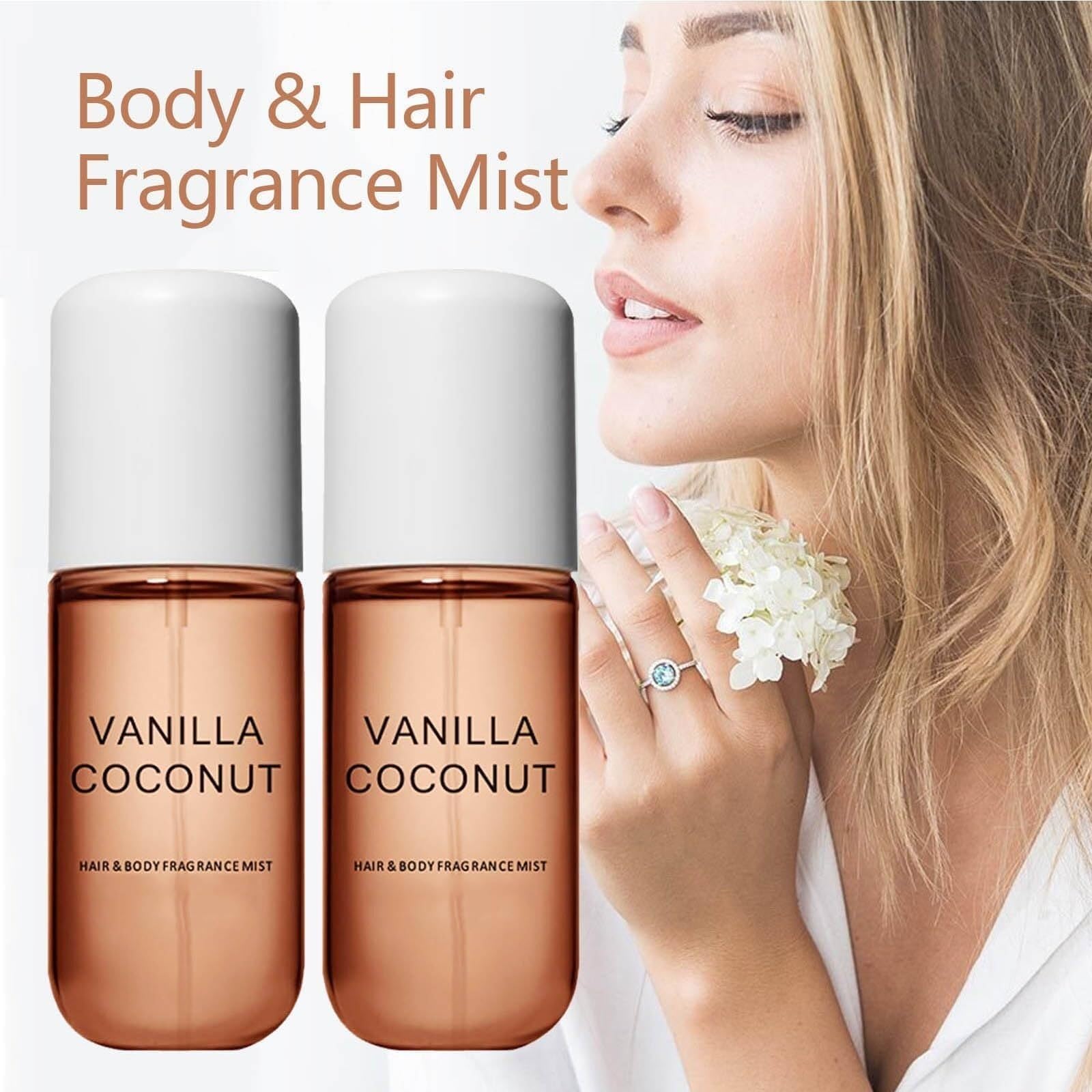 Vanilla Skin Perfume & Body Mist - Long Lasting Vanilla Coconut Scented Hair & Body Spray, Travel Size (2 Pack) - Perfect for Daily Use, Gifts & On-the-Go Fragrance Refresh
