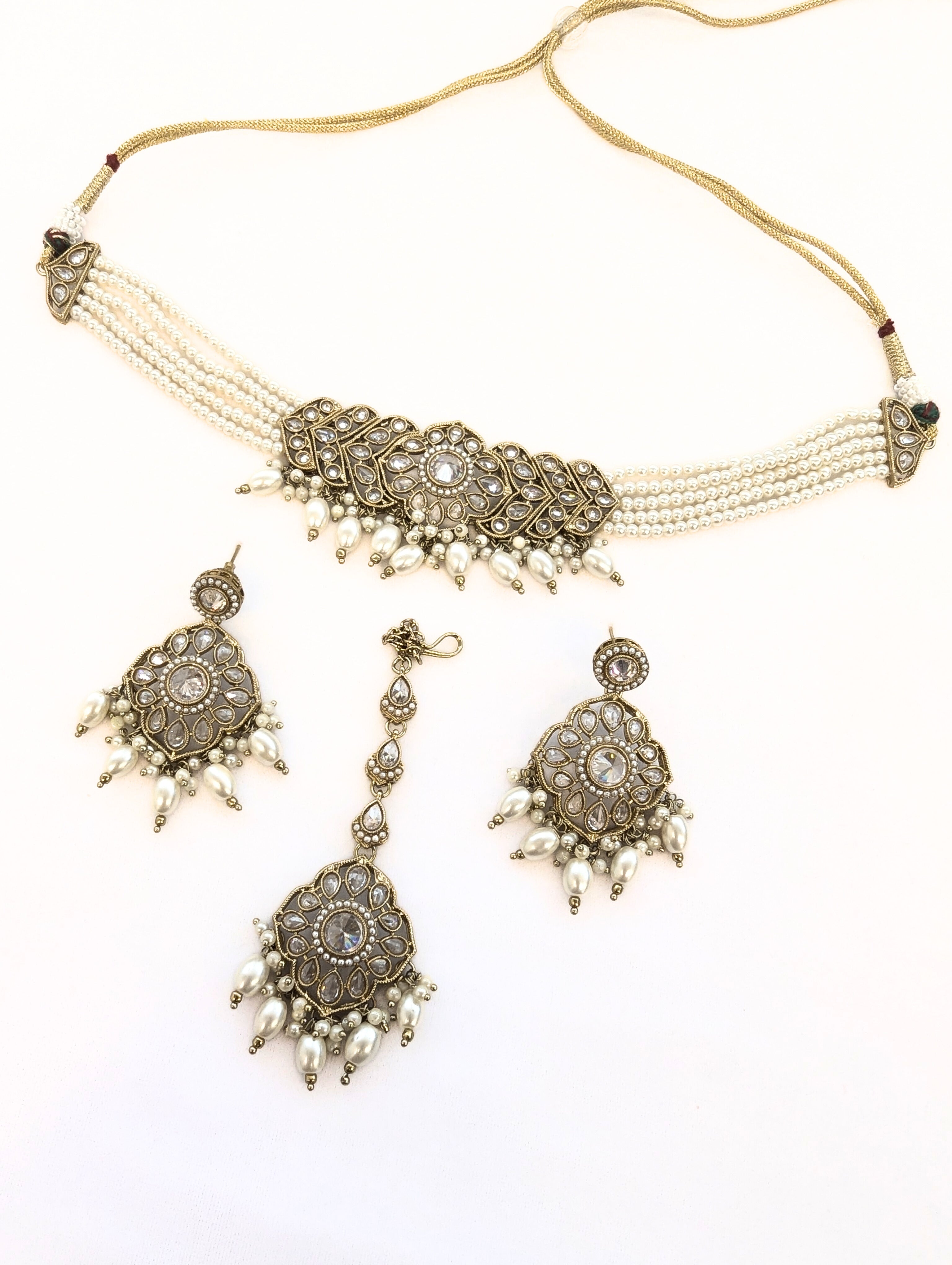 Alisha Polki Full Set Jewelry - Exquisite Indian Bridal Necklace Set with Earrings & Maang Tikka for Weddings & Special Occasions