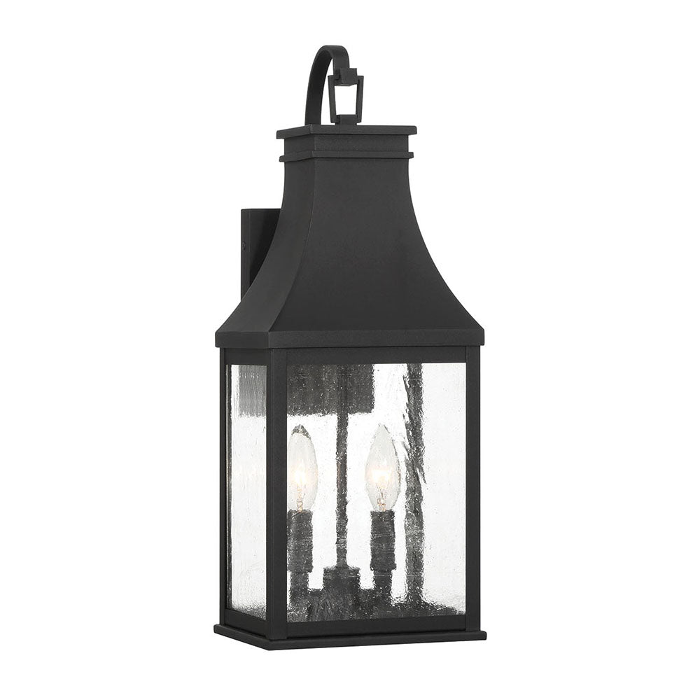 Berkshire 2-Light Outdoor Wall Lantern - Small Black Exterior Light Fixture for Porch, Patio & Entryway Lighting