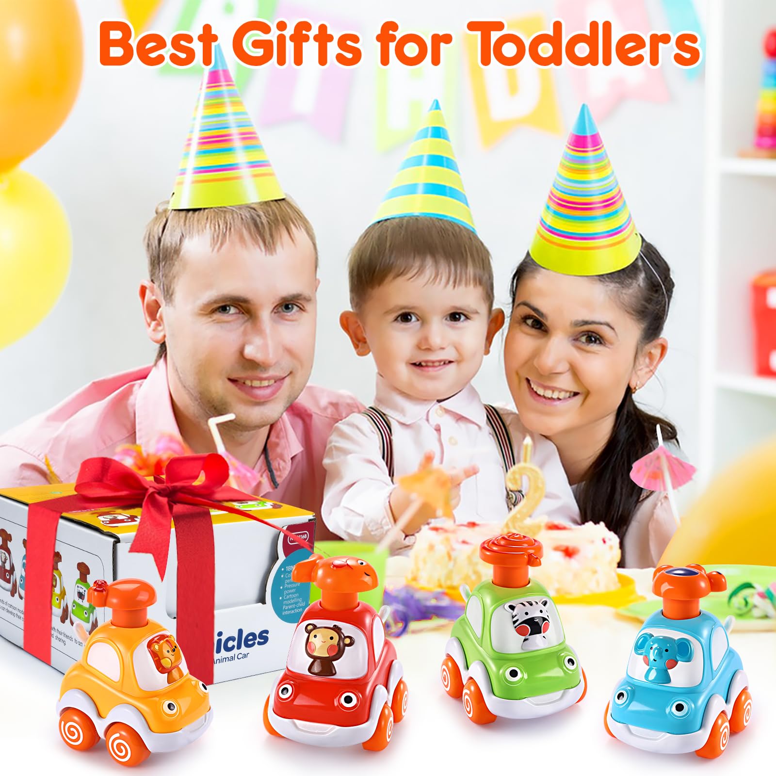 Best Press and Go Toy Cars for Toddlers 1-3 Years Old - Fun Baby Toys for 12-18 Months - Perfect 1st Birthday Gift for Boys & Girls - Great for Playtime, Learning & Early Development