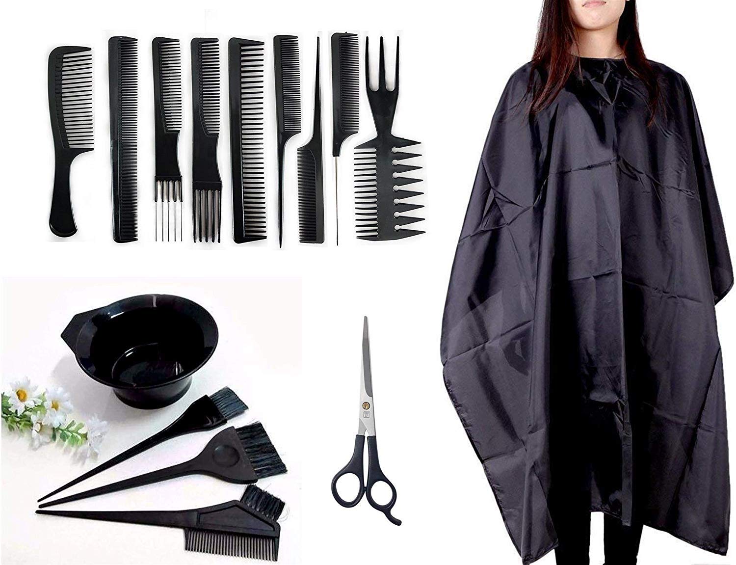 Professional Salon Hairdressing Kit - Cutting Sheet, Cutting Comb & Hair Dye Brush Set (1 Pack) | Perfect for Salon Stylists, Home Haircuts & DIY Hair Coloring
